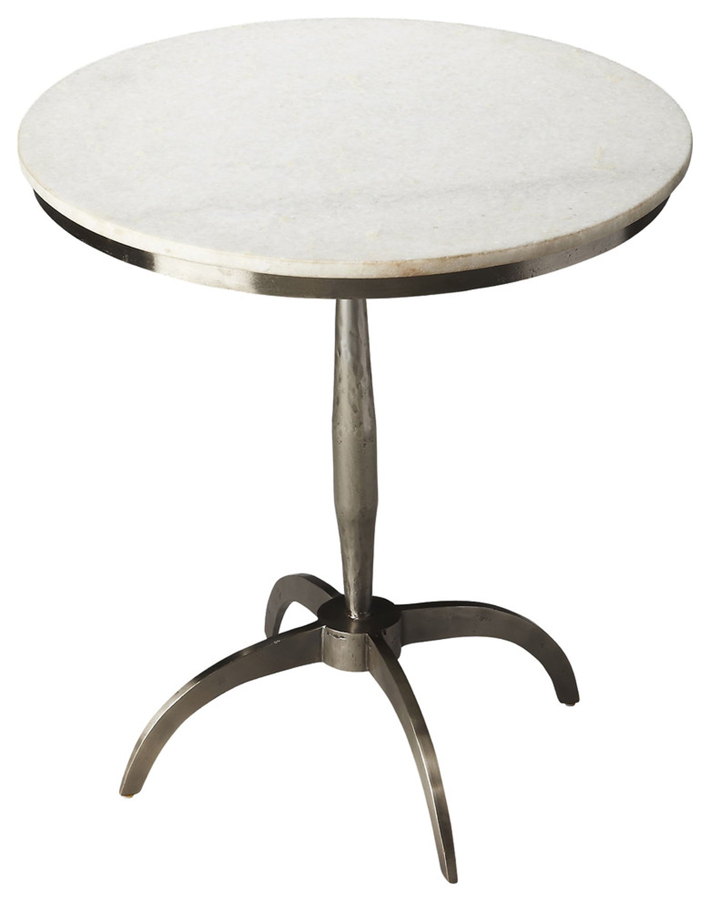 Butler Specialty Company Palmilla 22 in. W Round Marble and Metal Pedestal Side Table, Multi-Color