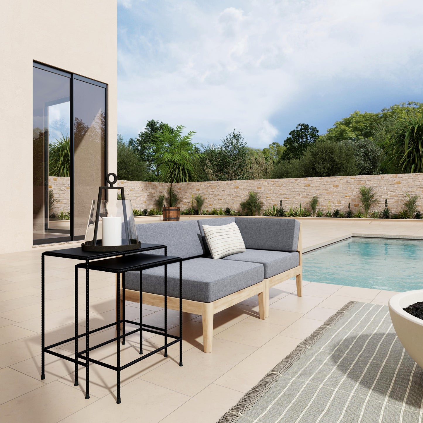 Butler Specialty Company Carrera Outdoor Rectangular Set of 2 Nesting Tables, Black