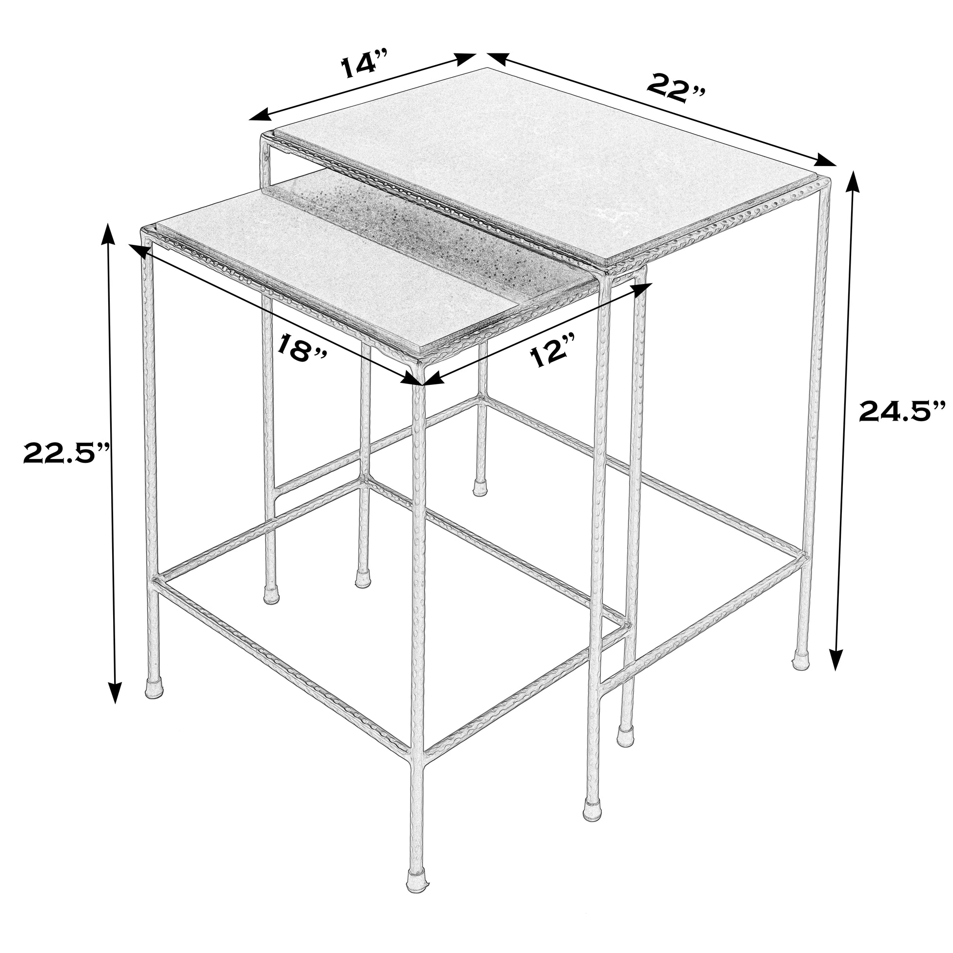 Butler Specialty Company Carrera Outdoor Rectangular Set of 2 Nesting Tables, Black