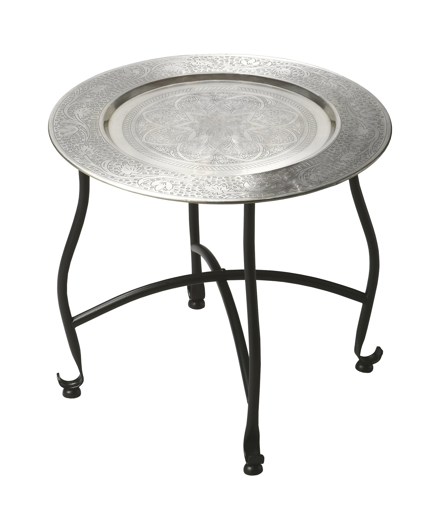 Butler Specialty Company Moroccan 16 in. W Round Metal Tray Table, Multi-Color