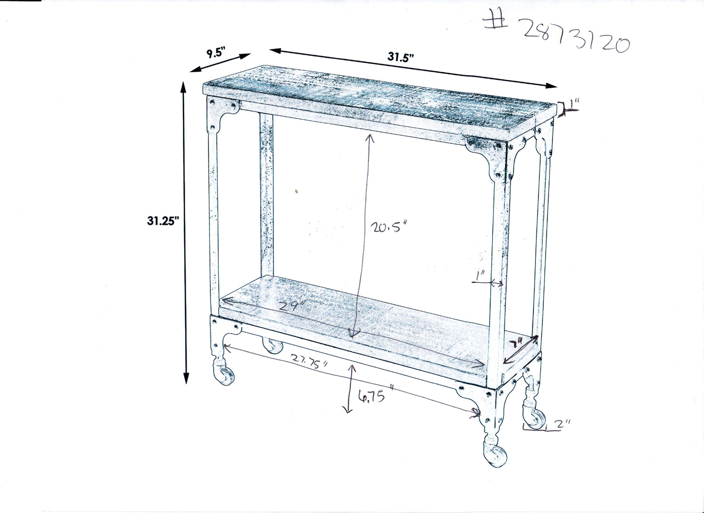 Gandolph Industrial Chic Console Table in Medium Brown 2873120