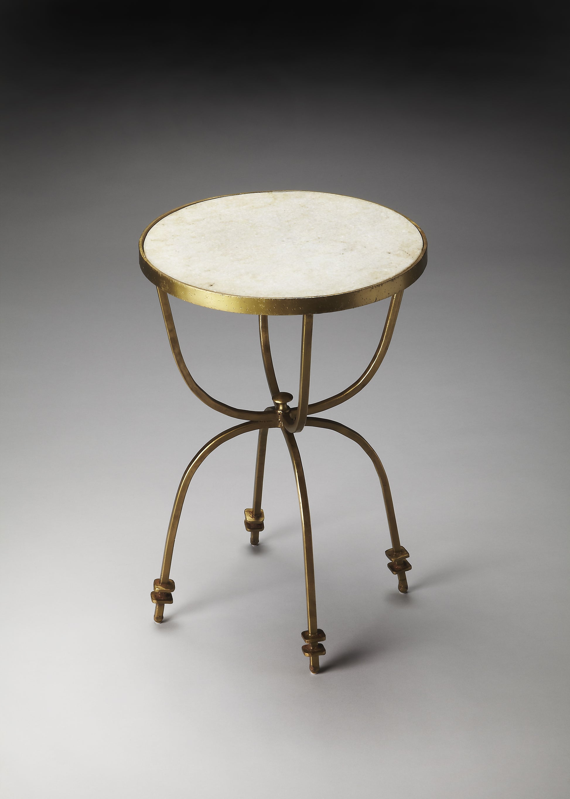 Butler Specialty Company Hager 16 in. W Round Marble & Metal Side Table, Multi-Color