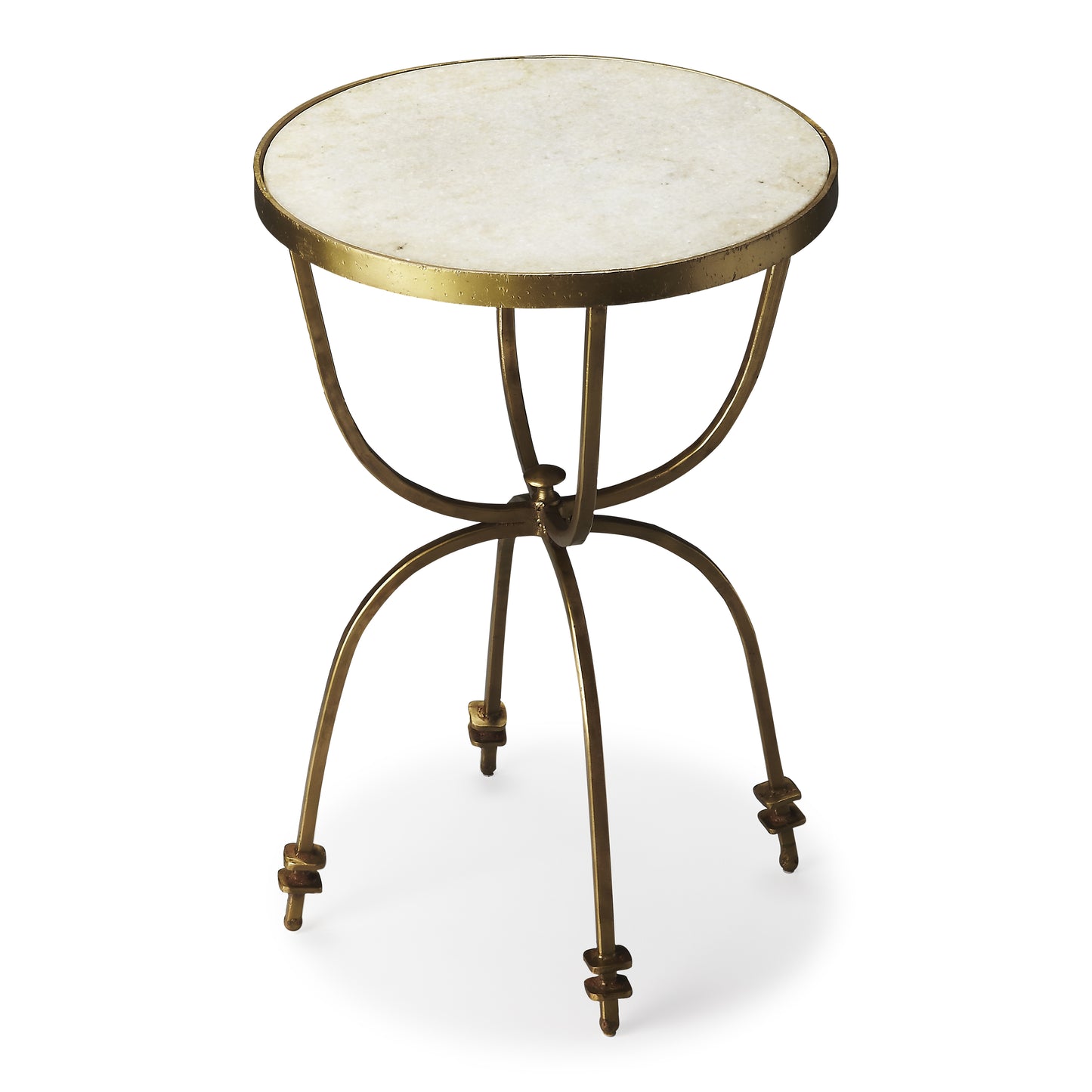 Butler Specialty Company Hager 16 in. W Round Marble & Metal Side Table, Multi-Color