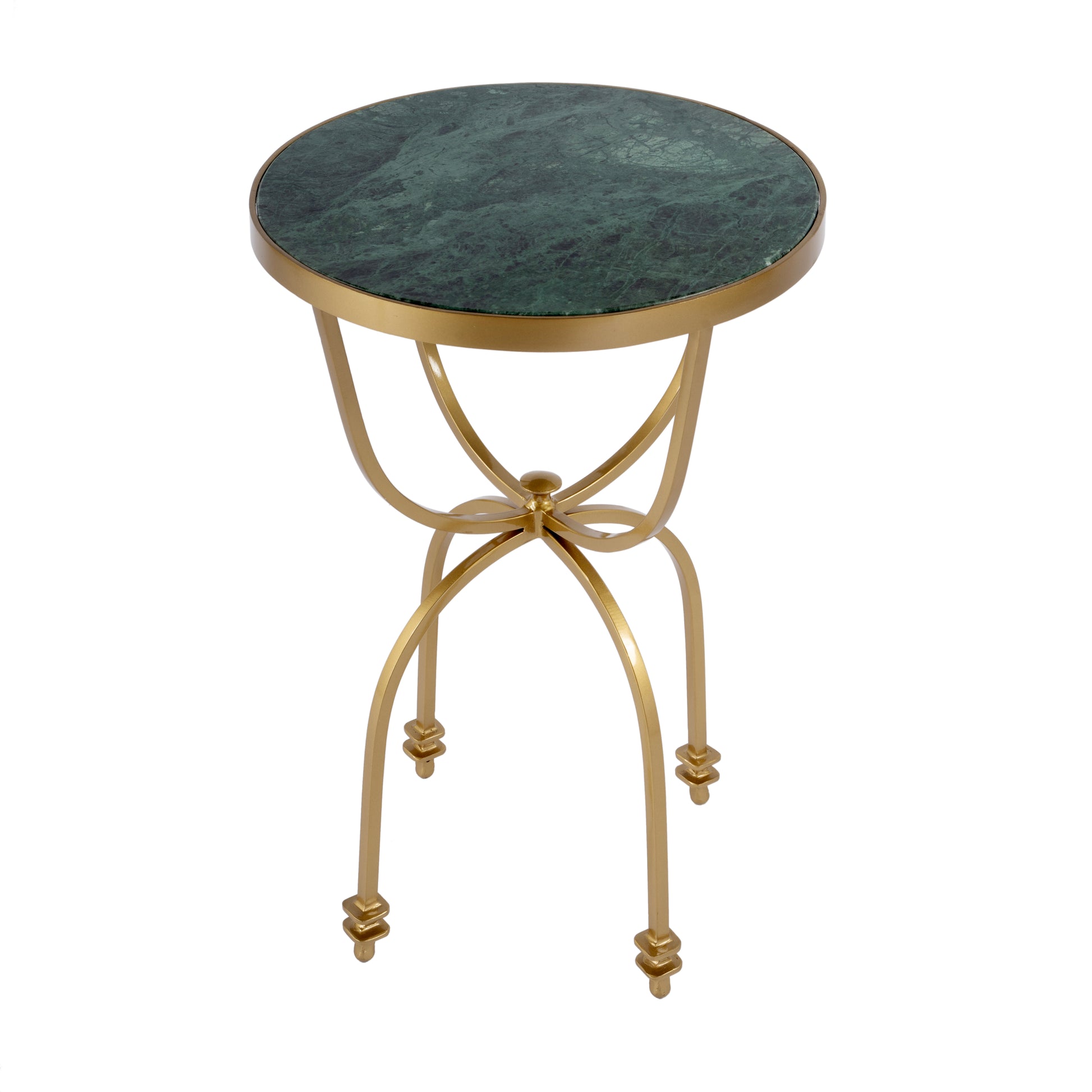 Butler Specialty Company Hager 16 in. W Round Marble & Metal Side Table, Green