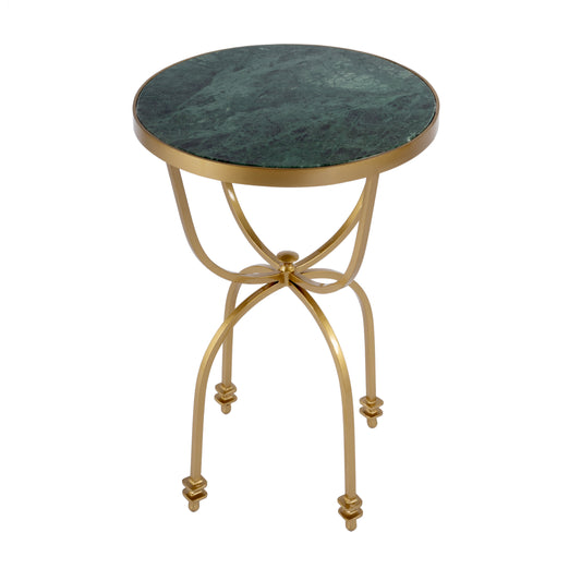 Butler Specialty Company Hager 16 in. W Round Marble & Metal Side Table, Green