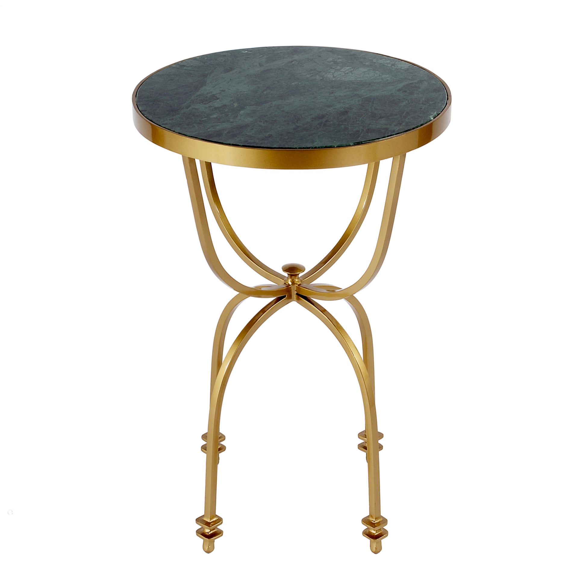 Butler Specialty Company Hager 16 in. W Round Marble & Metal Side Table, Green