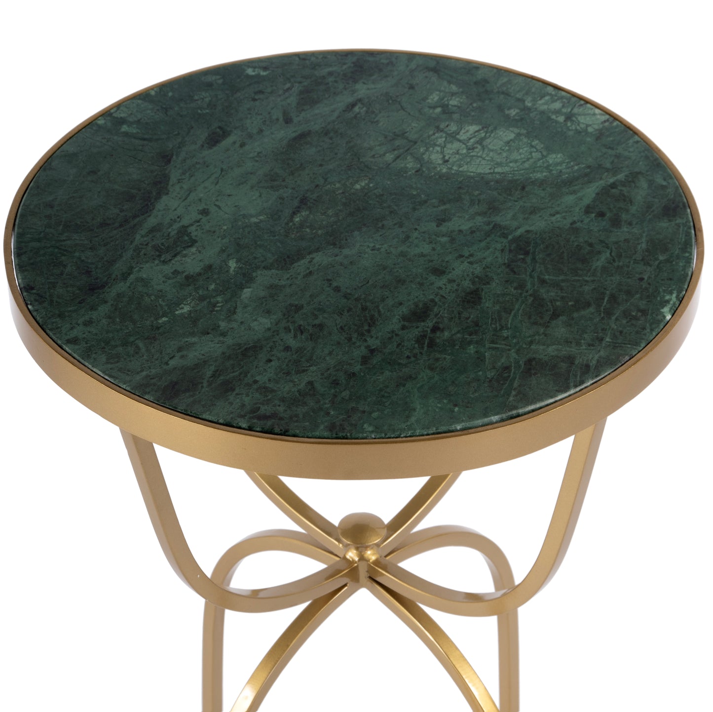 Butler Specialty Company Hager 16 in. W Round Marble & Metal Side Table, Green