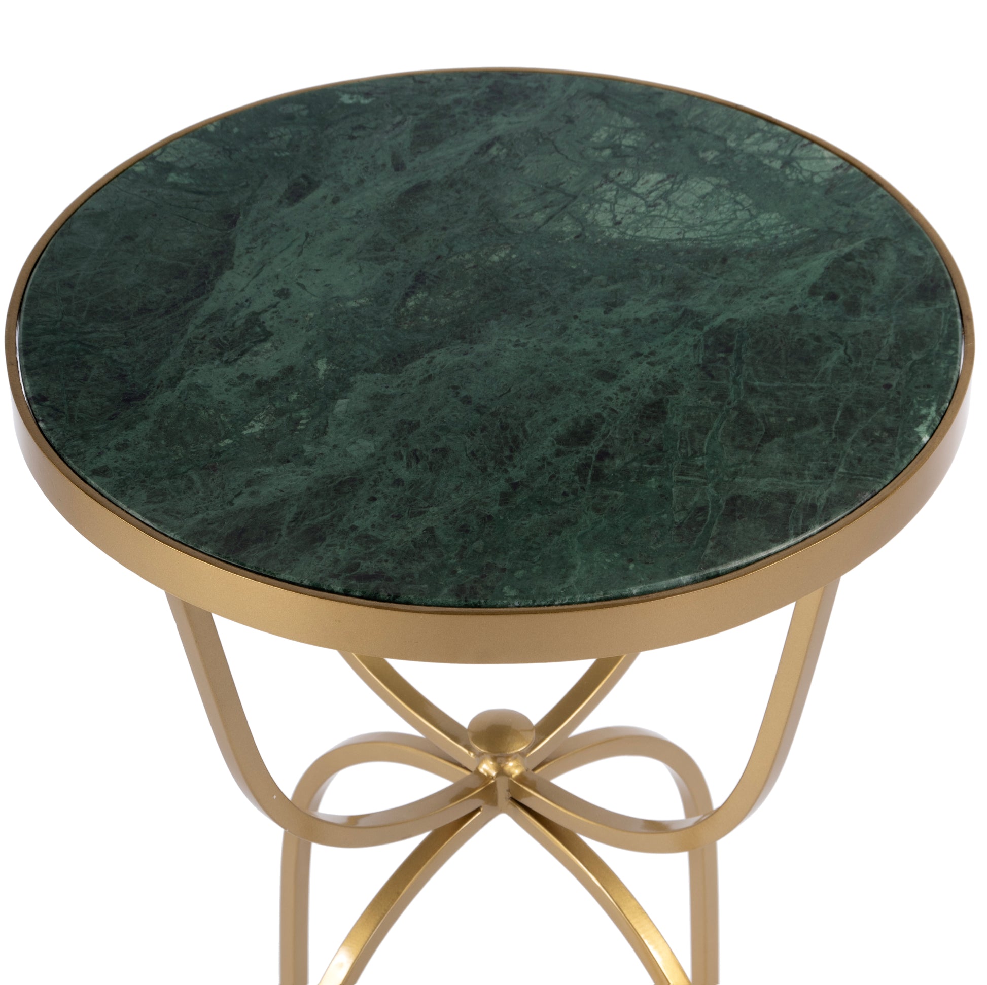 Butler Specialty Company Hager 16 in. W Round Marble & Metal Side Table, Green