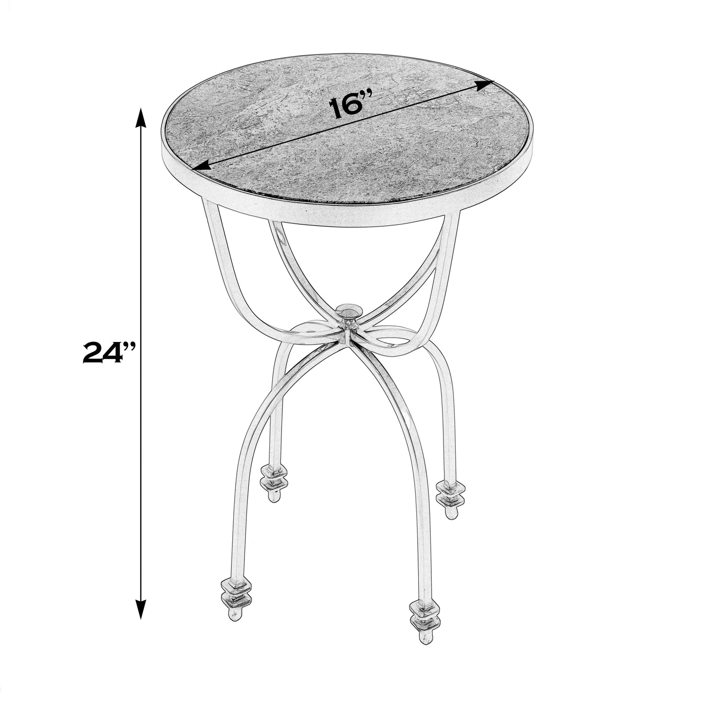 Butler Specialty Company Hager 16 in. W Round Marble & Metal Side Table, Green