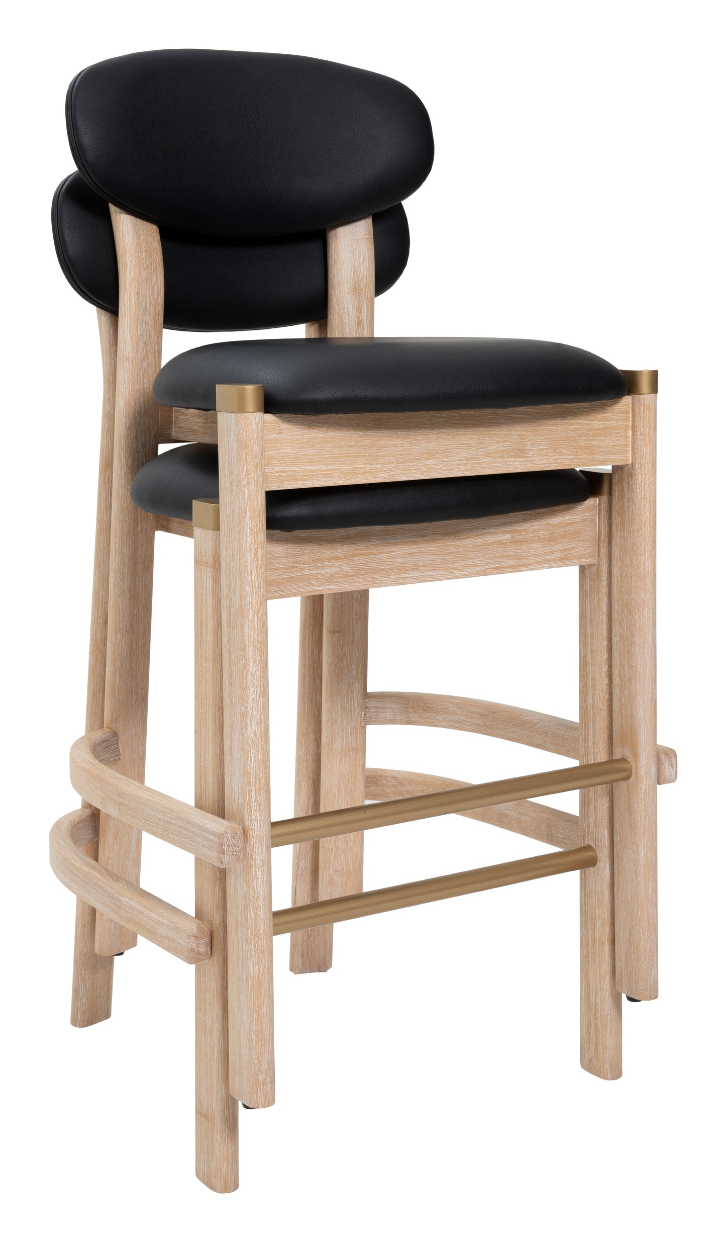 Rilou Barstool (Set of 2) Black & Natural - 6