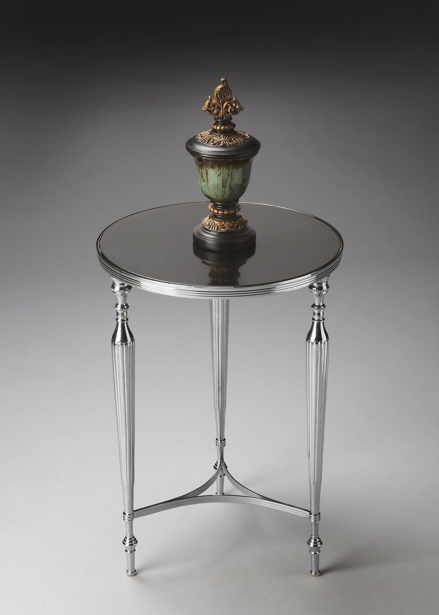 Butler Specialty Company Ciara 16.25 in. W Round Glass and Metal Side Table, Multi-Color