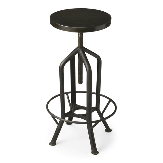 Hampton Iron Revolving Swivel 24" - 39" Bar Stool in Black 2883025