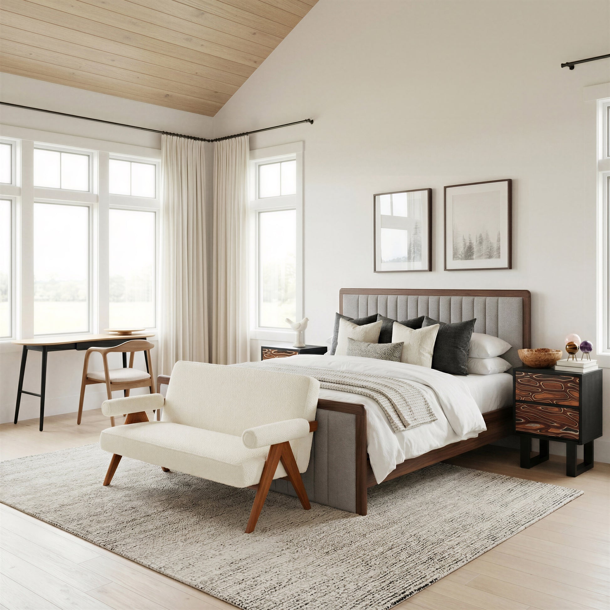 Somune King Bed Gray & Walnut - 12