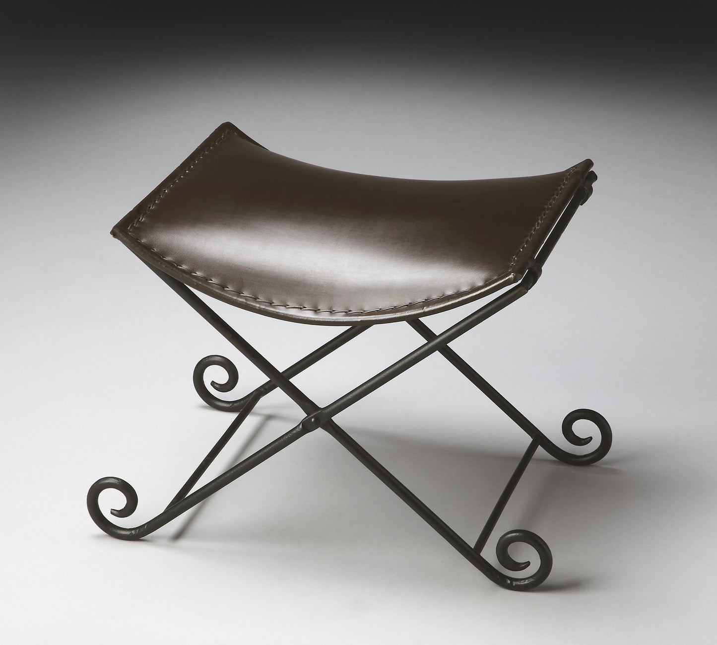 Jeremy Leather & Metal 22"W Stool in Multi-Color 2892025