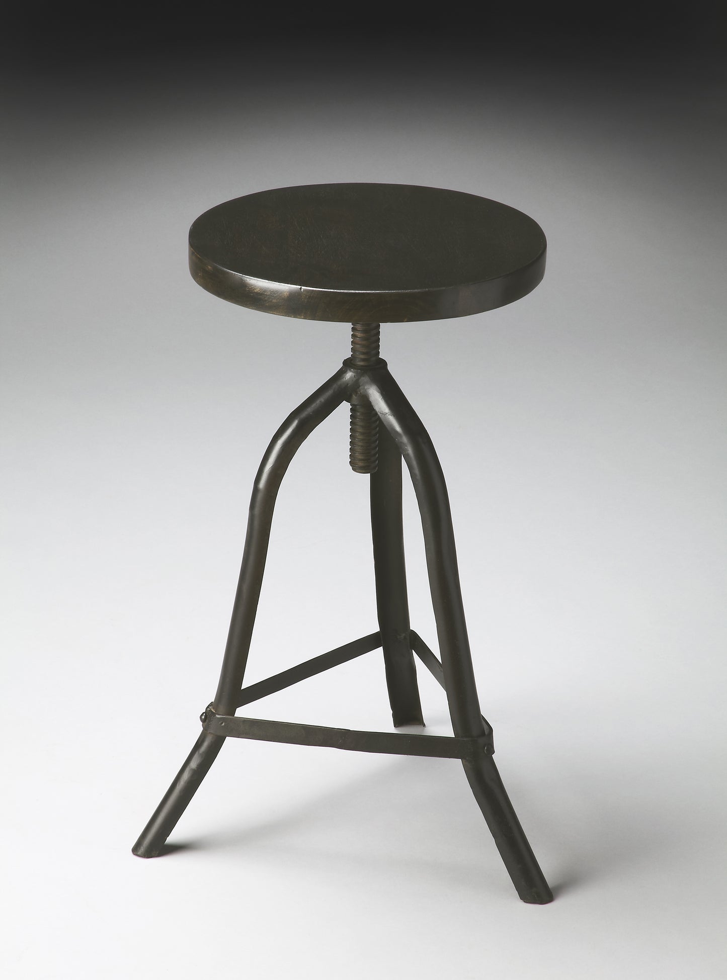 Butler Specialty Company Fullerton Round Adjustable Height Backless Stool, Black