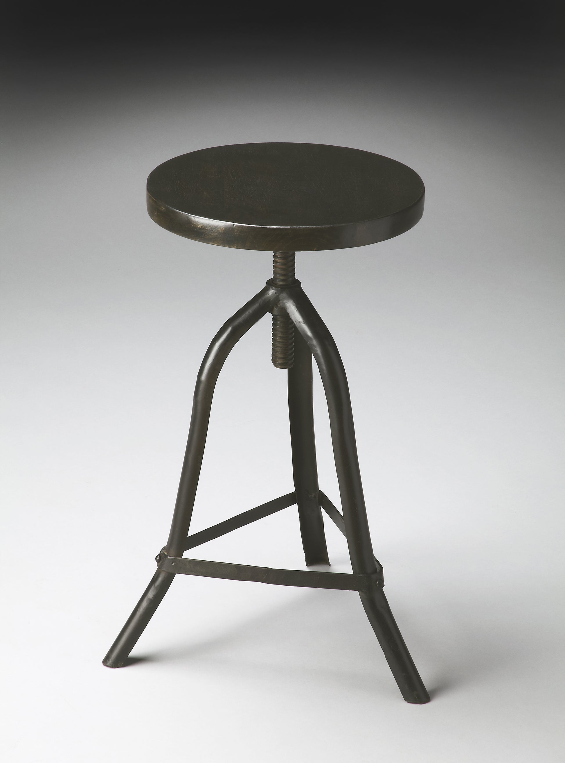 Butler Specialty Company Fullerton Round Adjustable Height Backless Stool, Black
