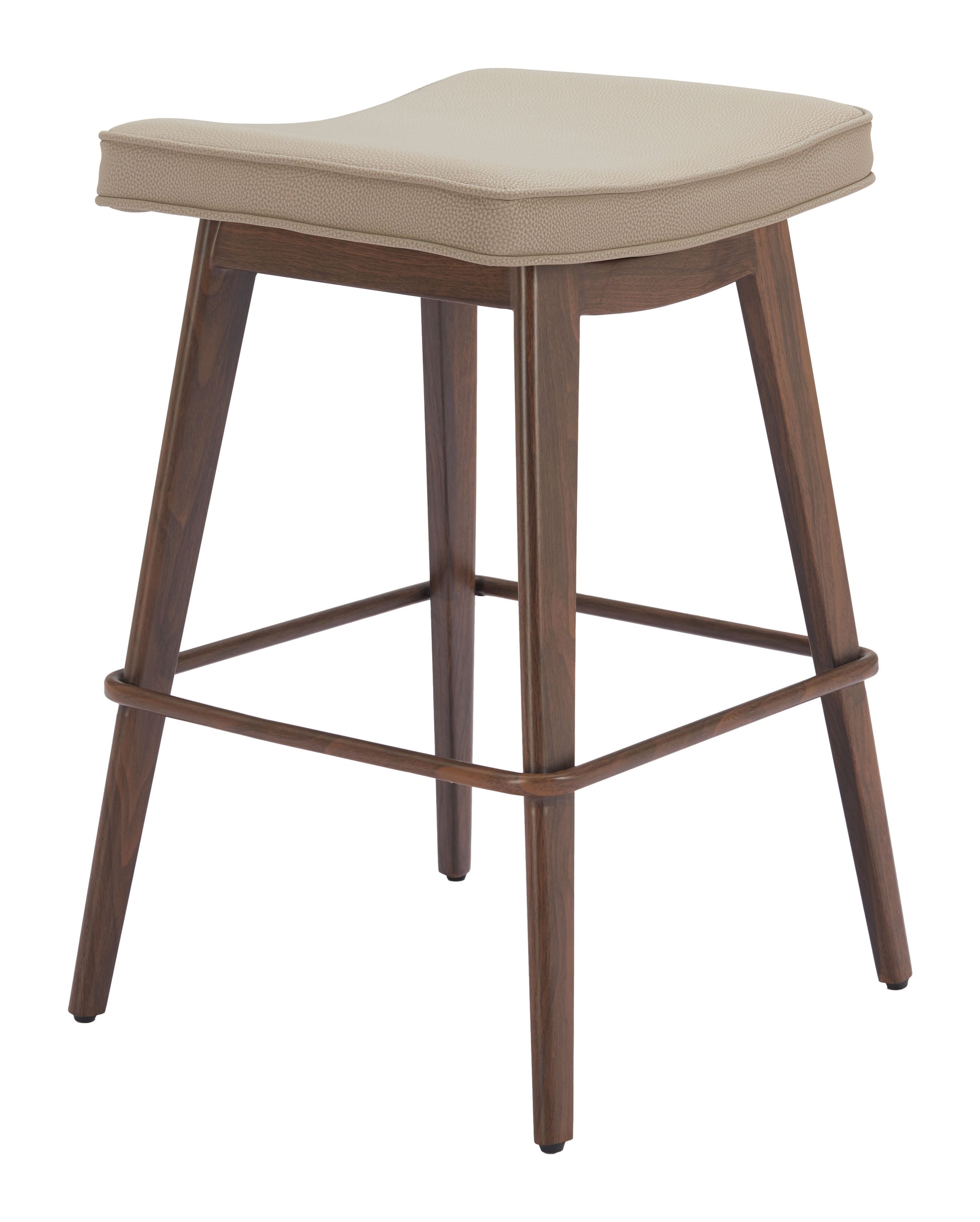 Divat Counter Stool (Set of 2) Beige & Walnut - 4