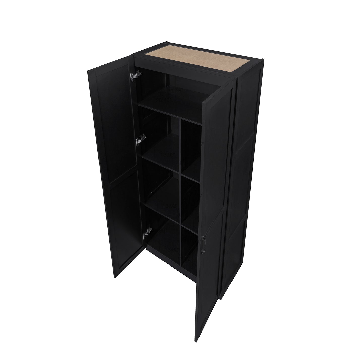 Cornelia Modern 30" Storage Cabinet in Black (7-Shelf) 2BC-BK