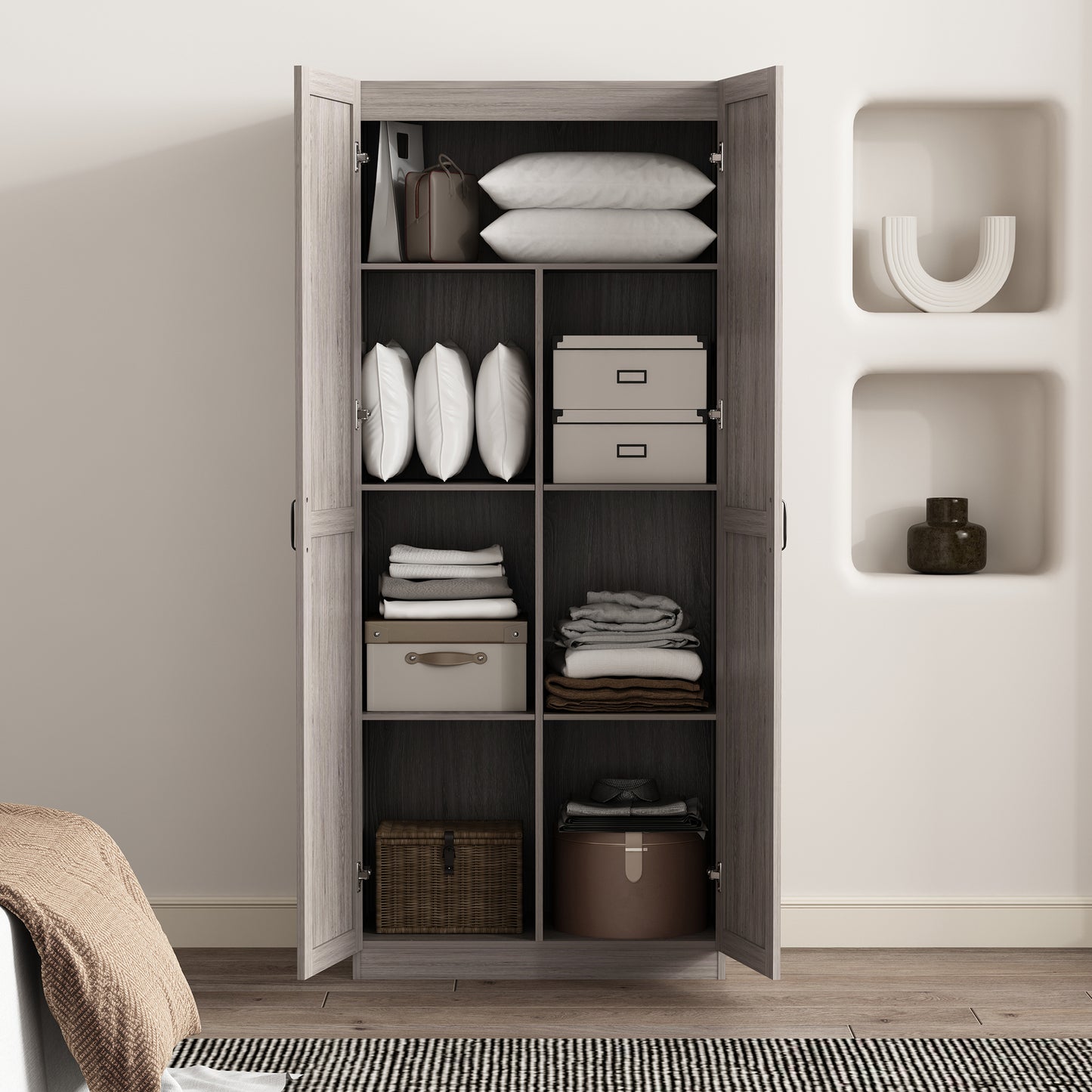 Cornelia Modern 30" Storage Cabinet in Gray (7-Shelf) 2BC-GY