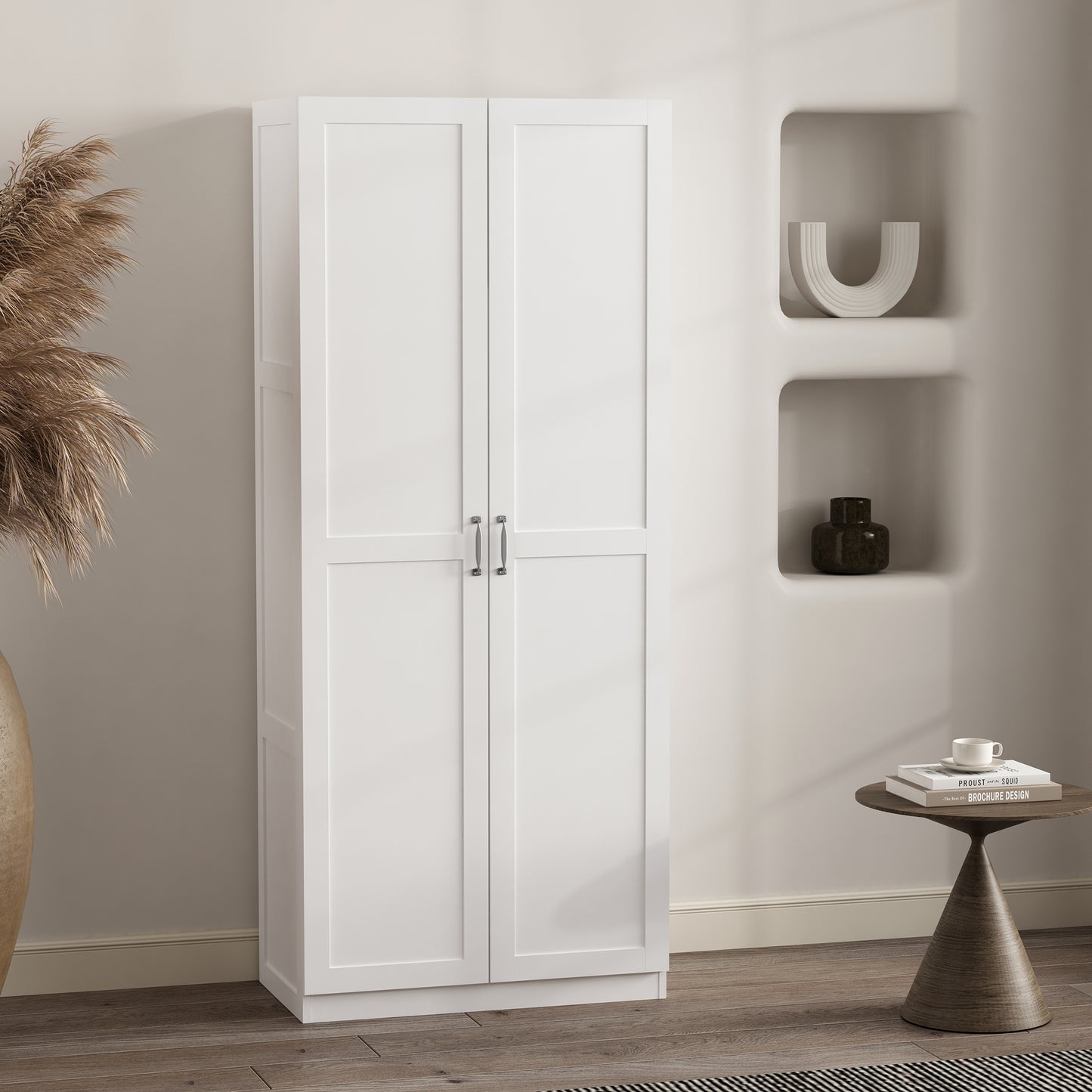 Cornelia Modern 30" Storage Cabinet in White (7-Shelf) 2BC-WH