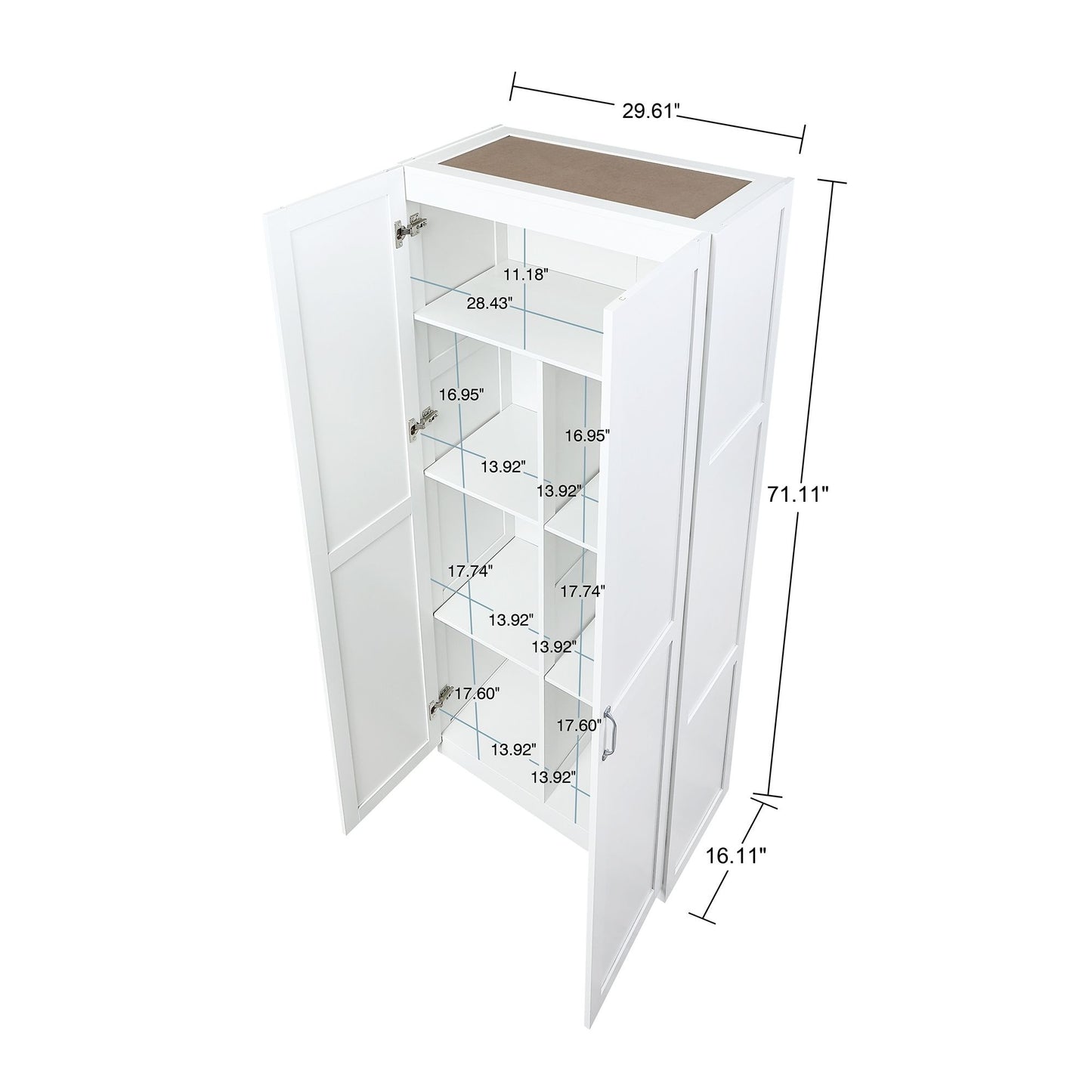 Hopkins Modern 30" Storage Cabinet in White (7-Shelf) 2GLF-WH