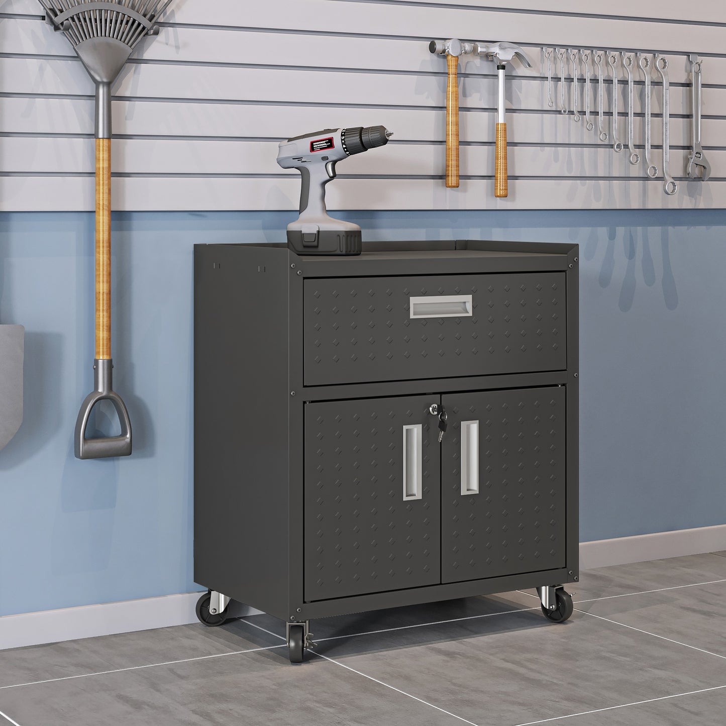 Fortress Modern 30" Rolling Garage Cabinet in Charcoal Gray 2GMCC-CH