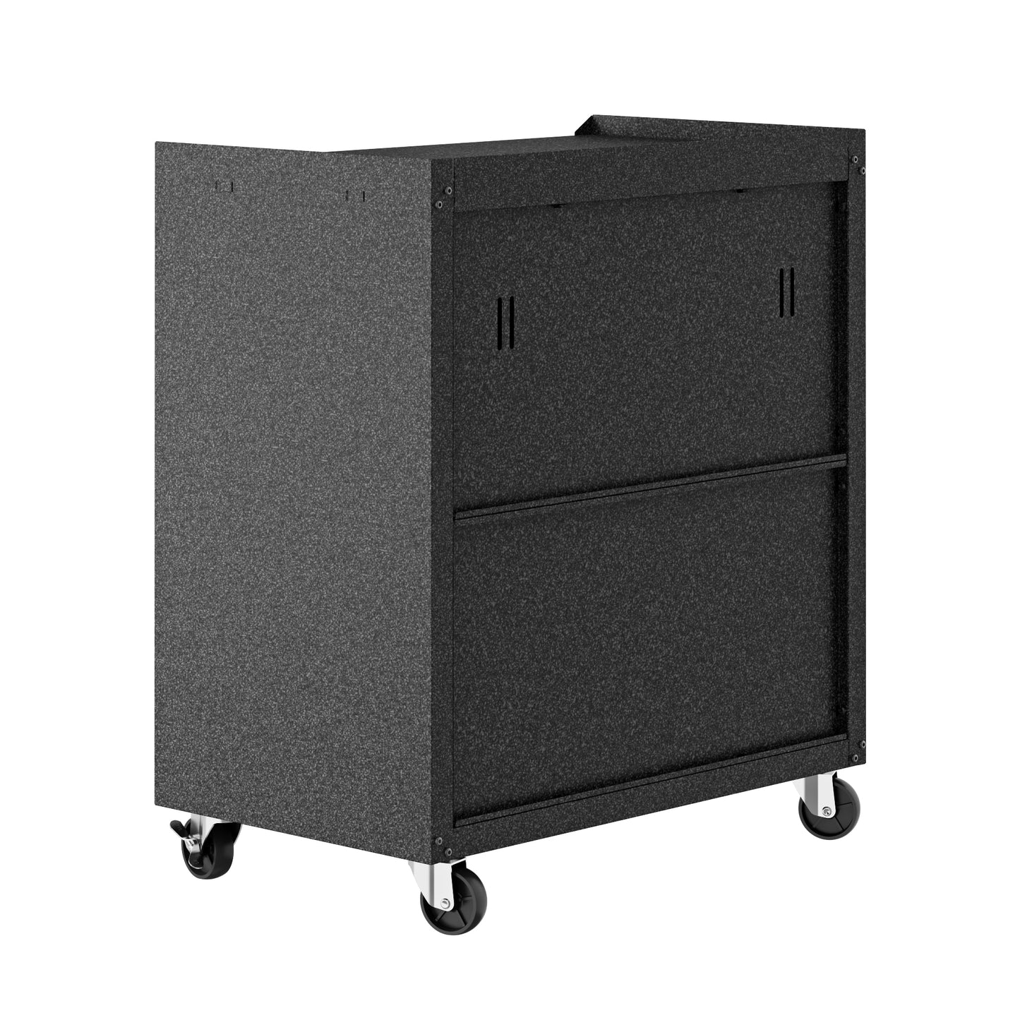 Manhattan Comfort Fortress Textured Metal 31.5" Garage Mobile Cabinet with 1 Full Extension Drawer and 2 Adjustable Shelves in Grey 2GMCC