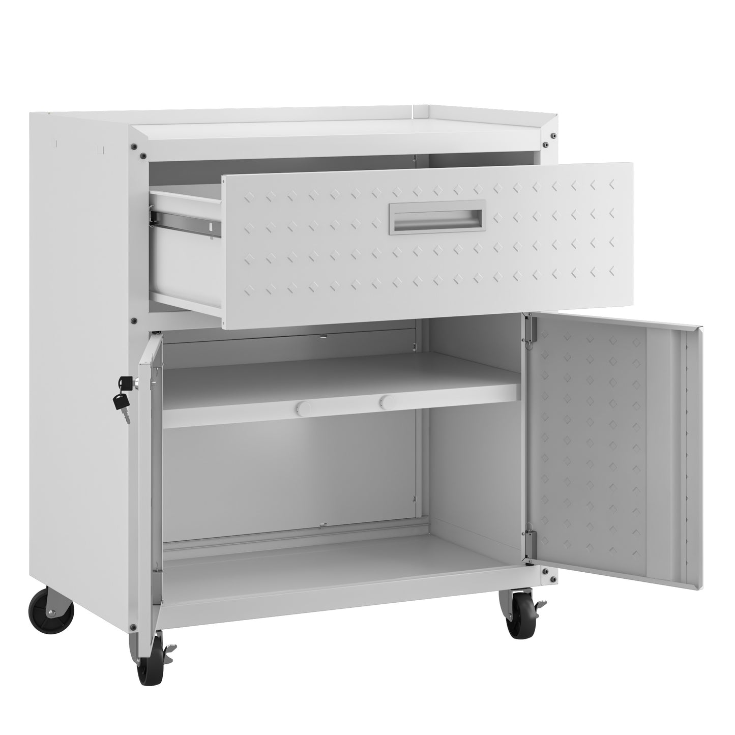 Fortress Modern 30" Rolling Garage Cabinet in White 2GMCC-WH