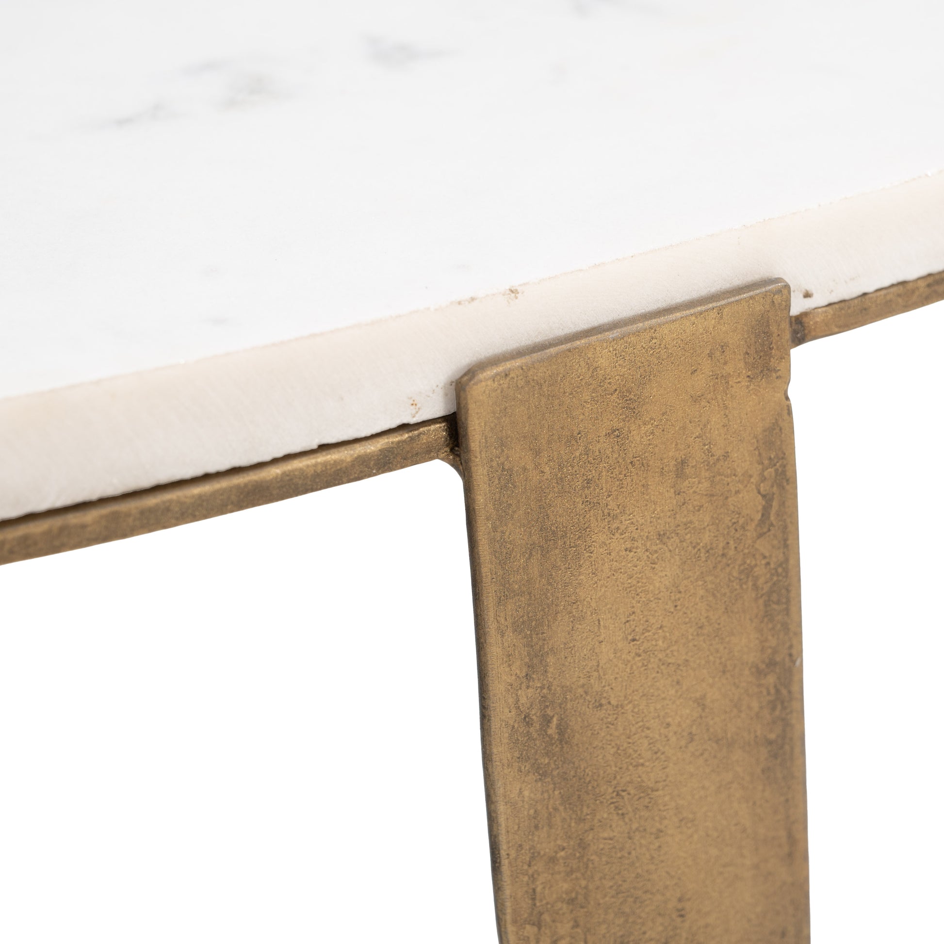 Orion Accent Table White & Brass - 5