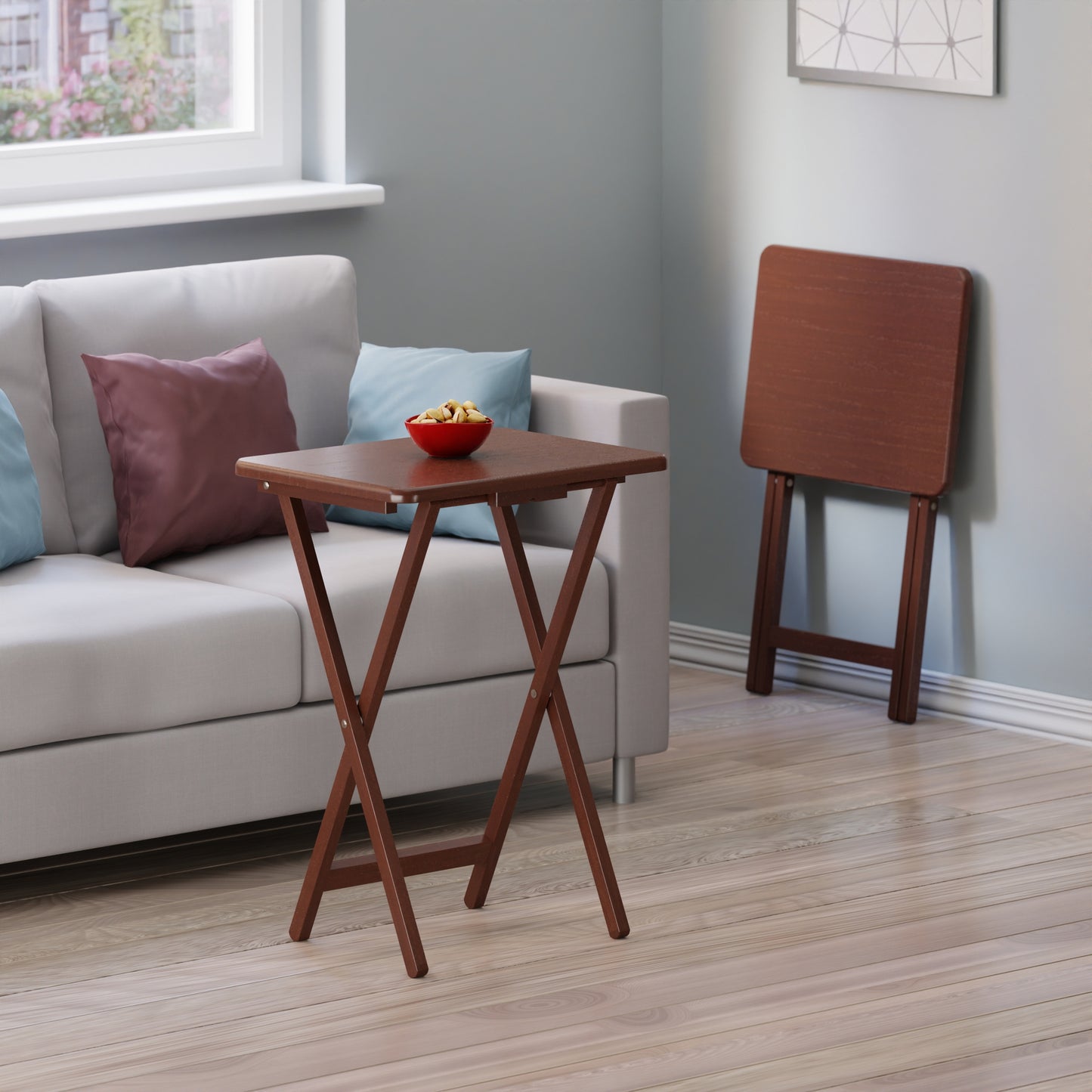 Alex 2-Pc Snack Tables, Walnut