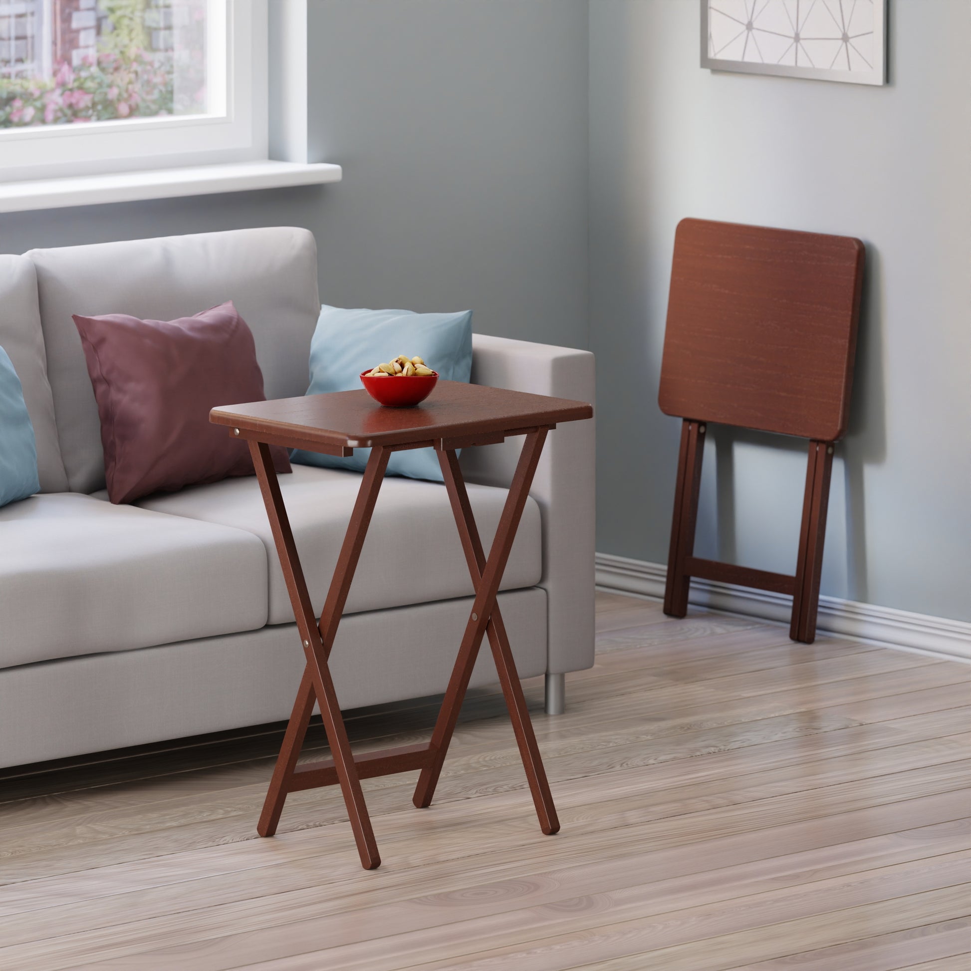 Alex 2-Pc Snack Tables, Walnut