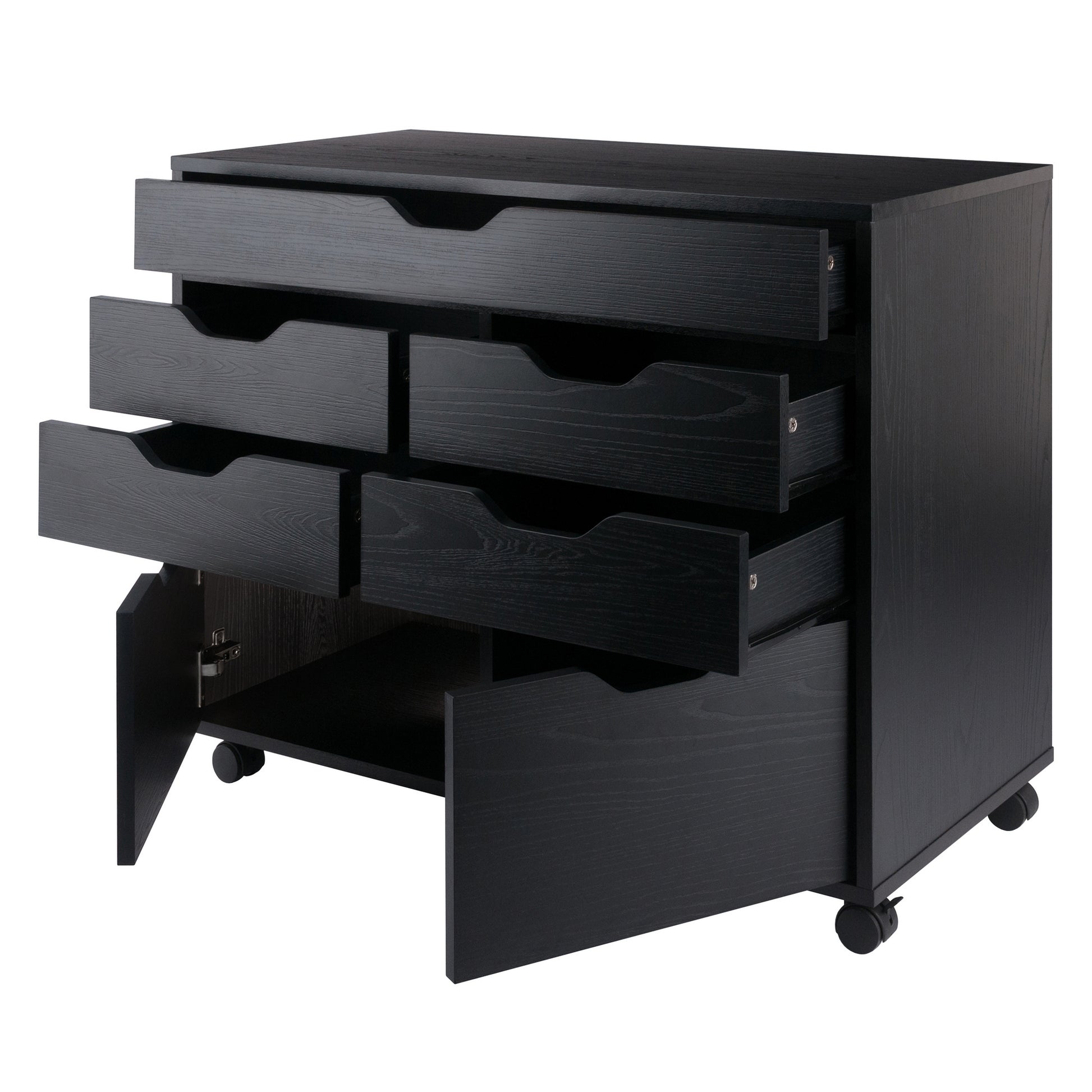 Halifax 5-Drawer Multi-Storage Mobile Cabinet, Black