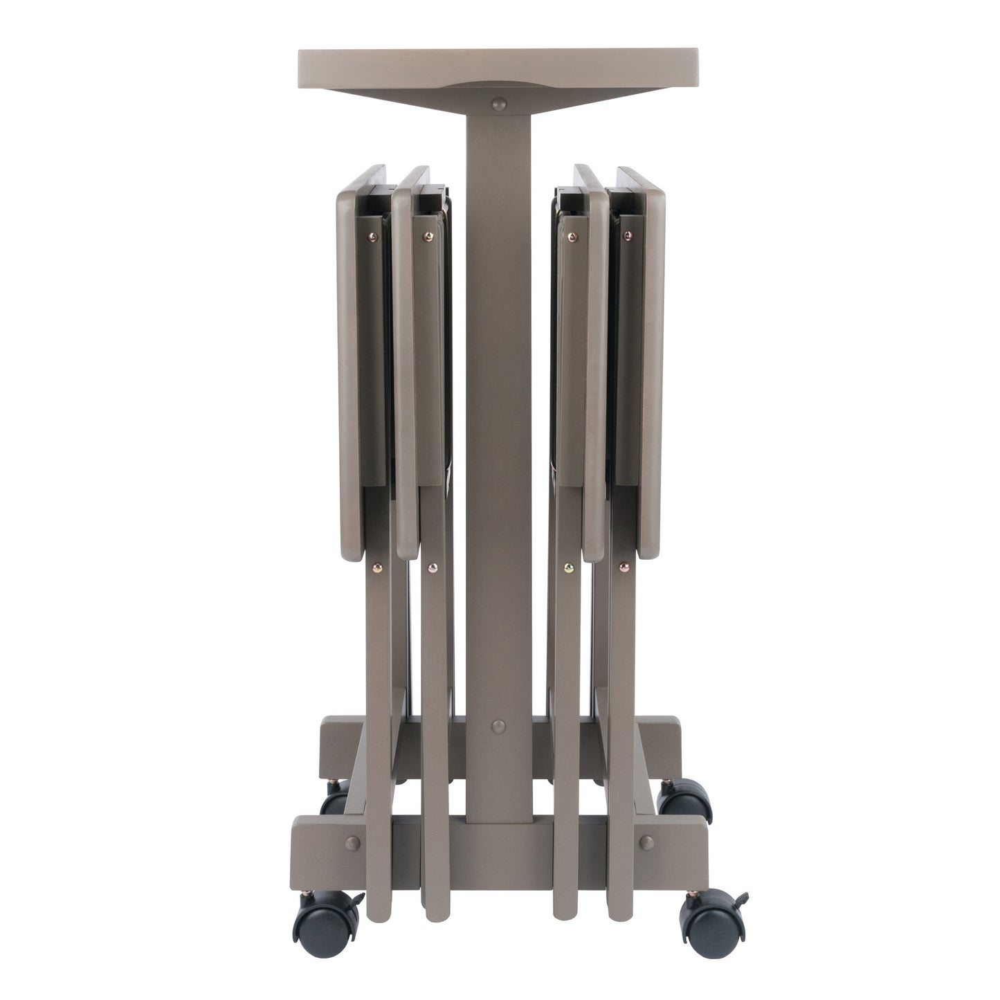 Isabelle 6-Pc Snack Table Set with Removable Serving Tray, Oyster Gray