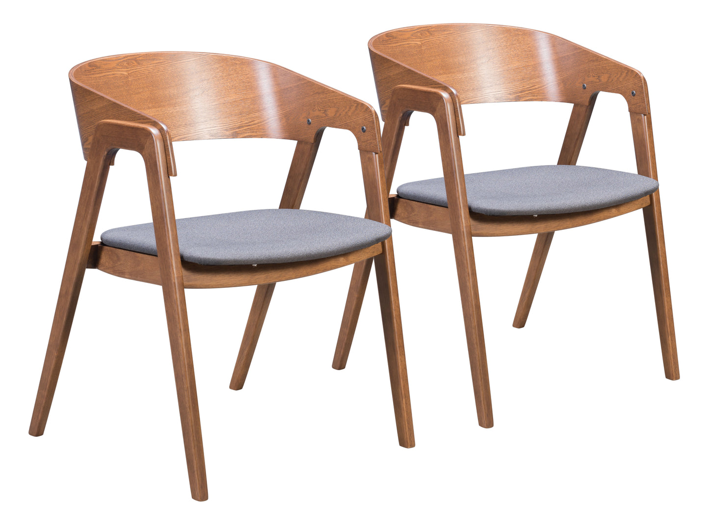 Alden Dining Arm Chair (Set of 2) Walnut & Dark Gray