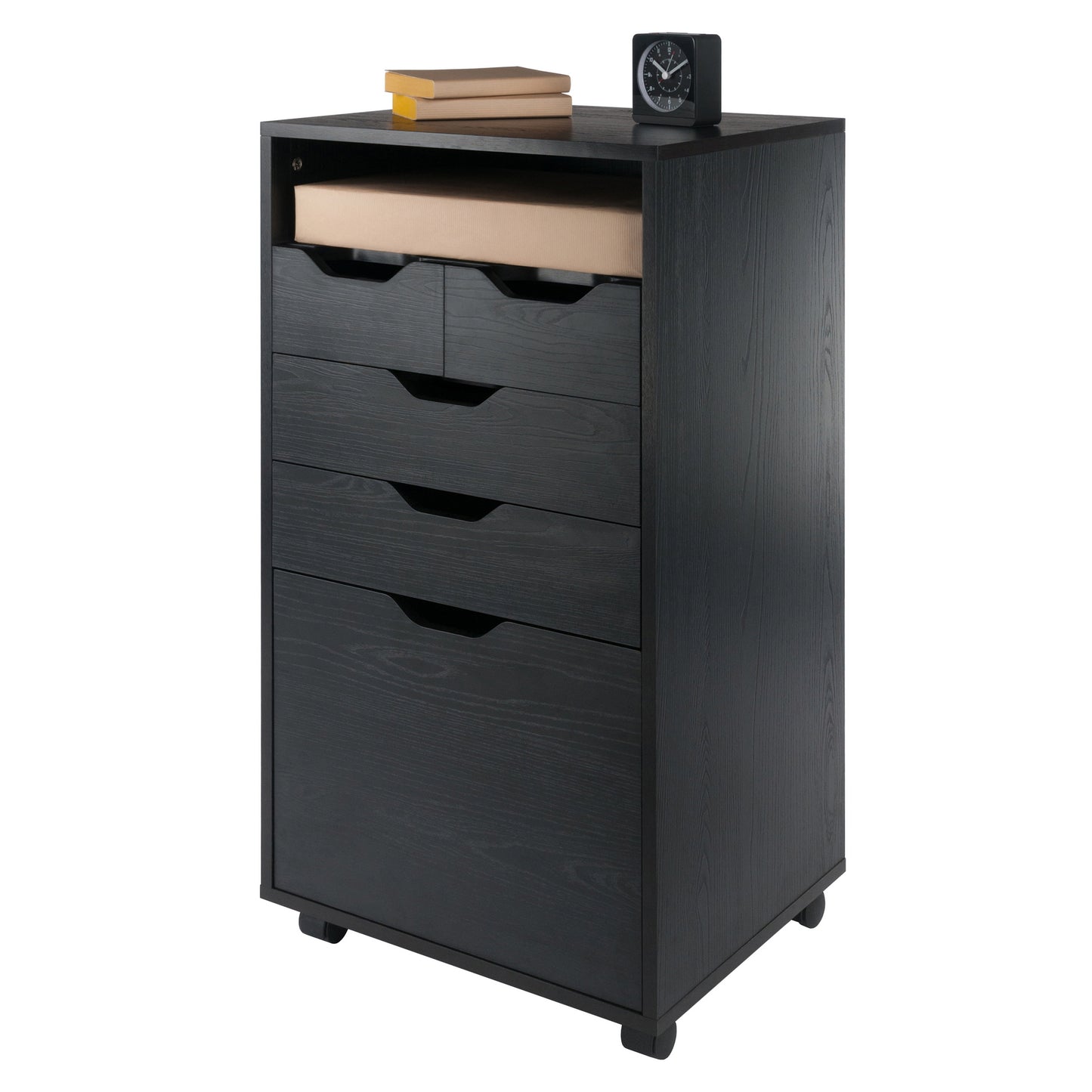 Halifax Bins & Drawers Multi-Storage Tall Mobile Cabinet, Black