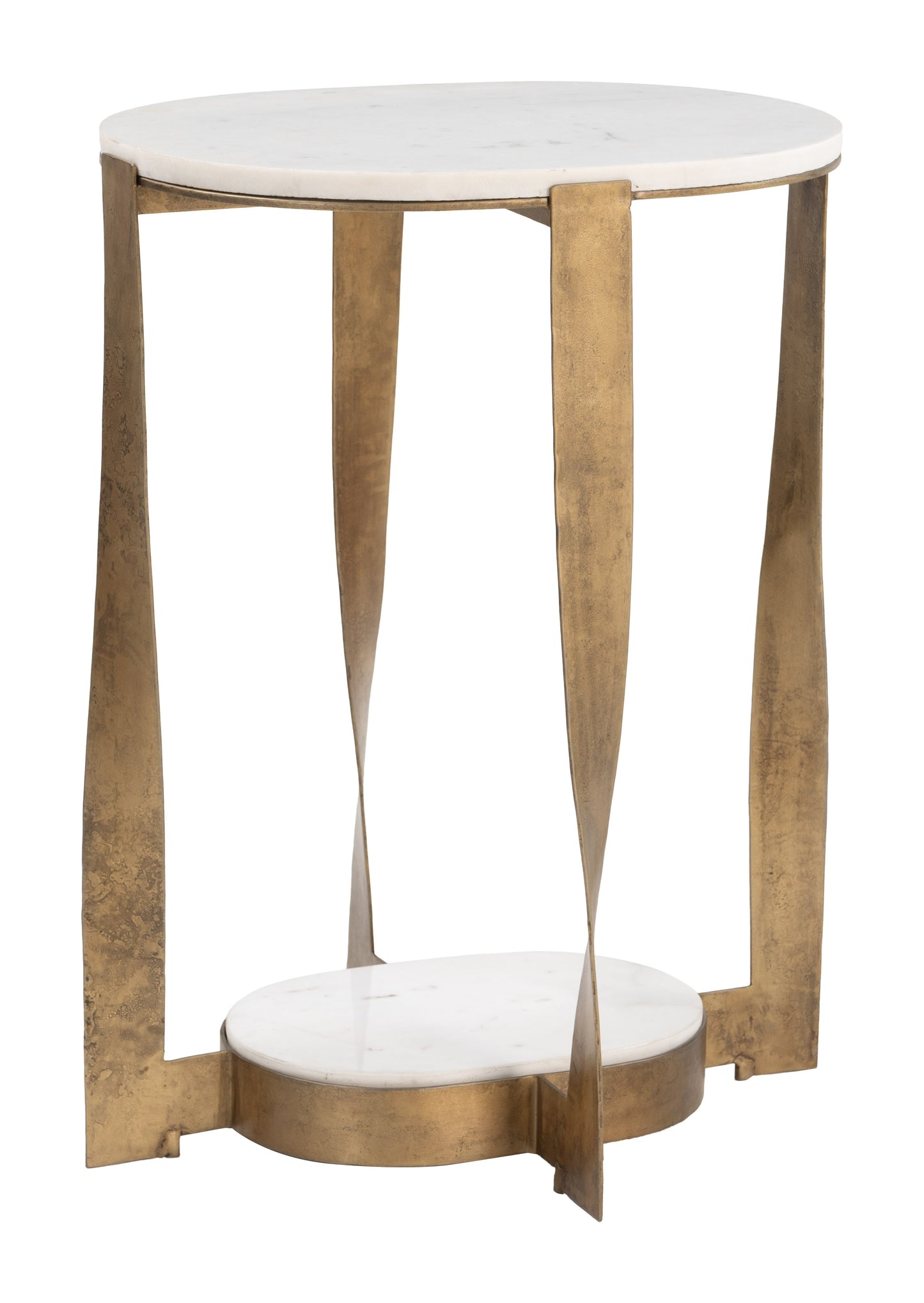 Orion Accent Table White & Brass