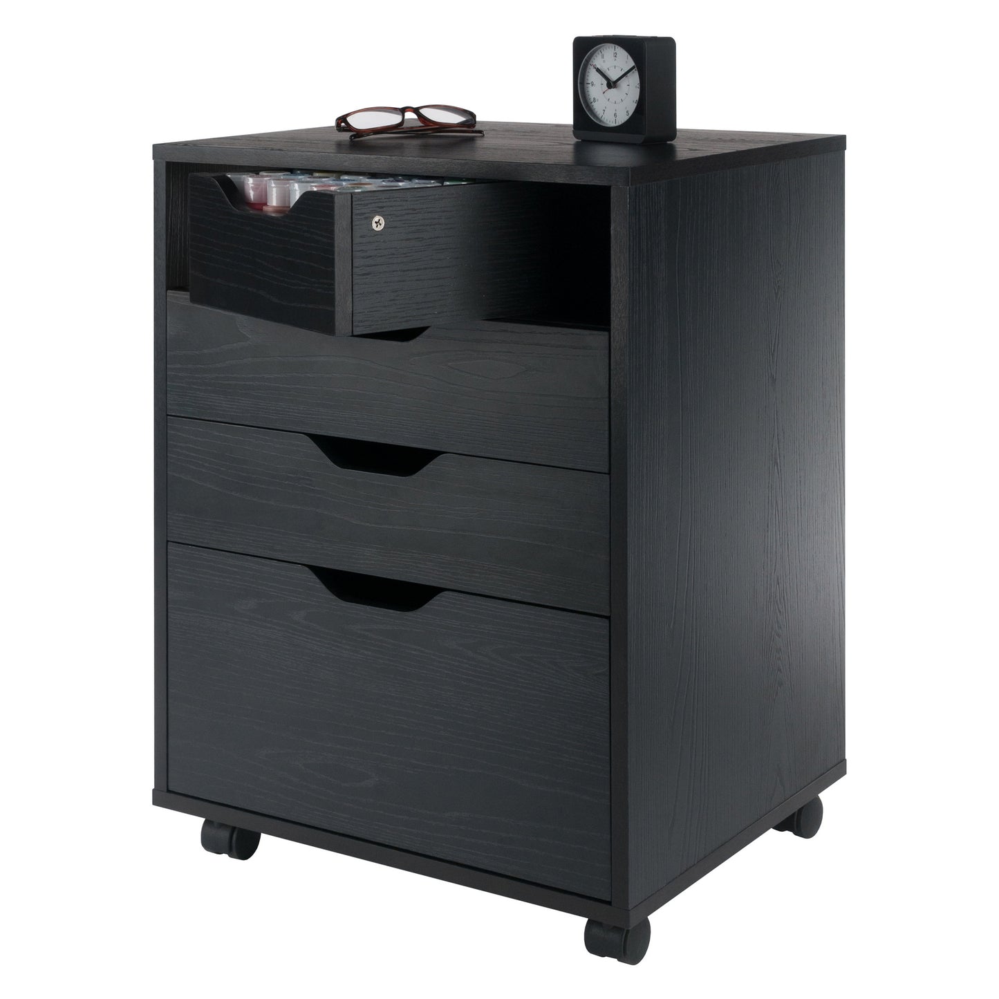 Halifax Bins & Drawers Storage Mobile Cabinet, Black