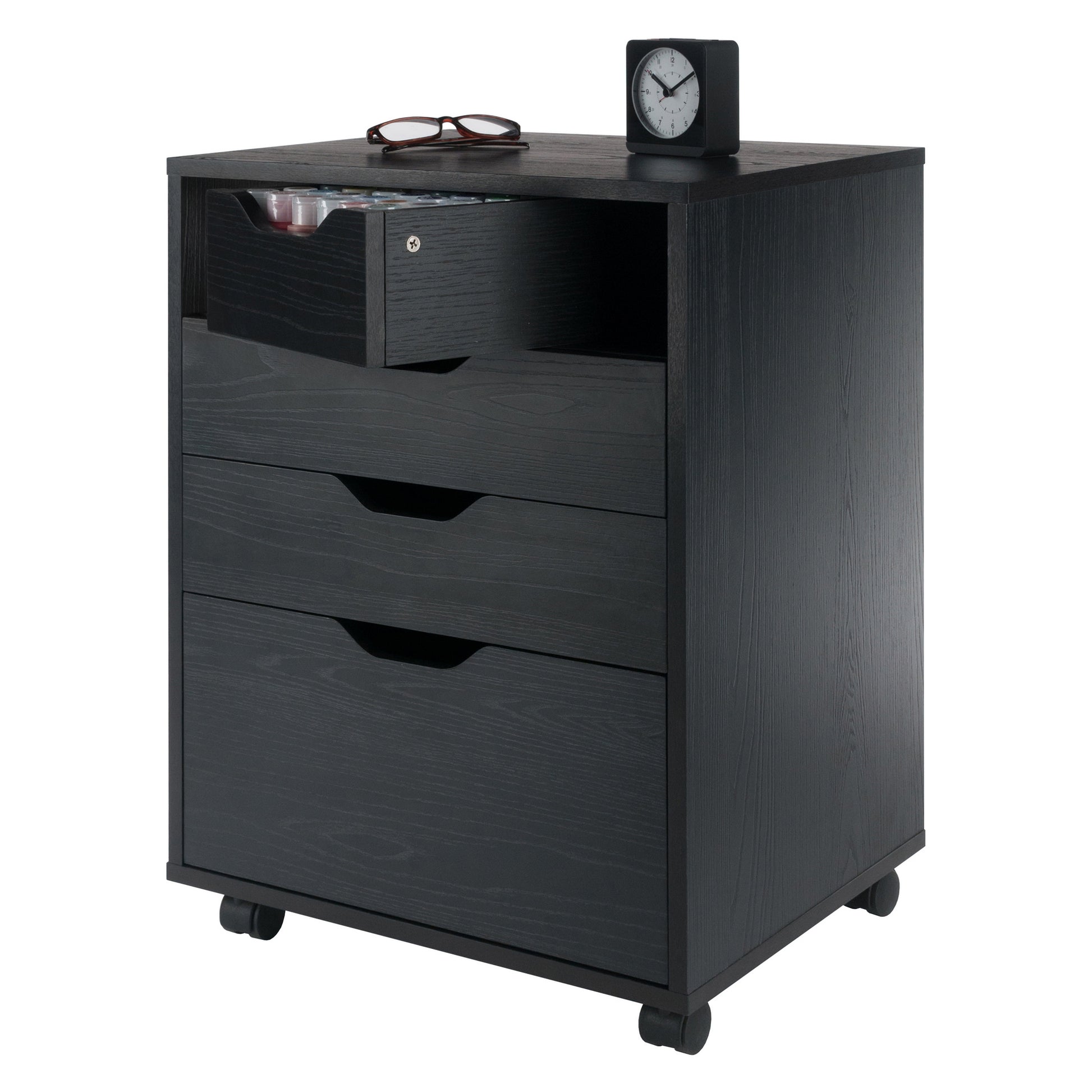 Halifax Bins & Drawers Storage Mobile Cabinet, Black