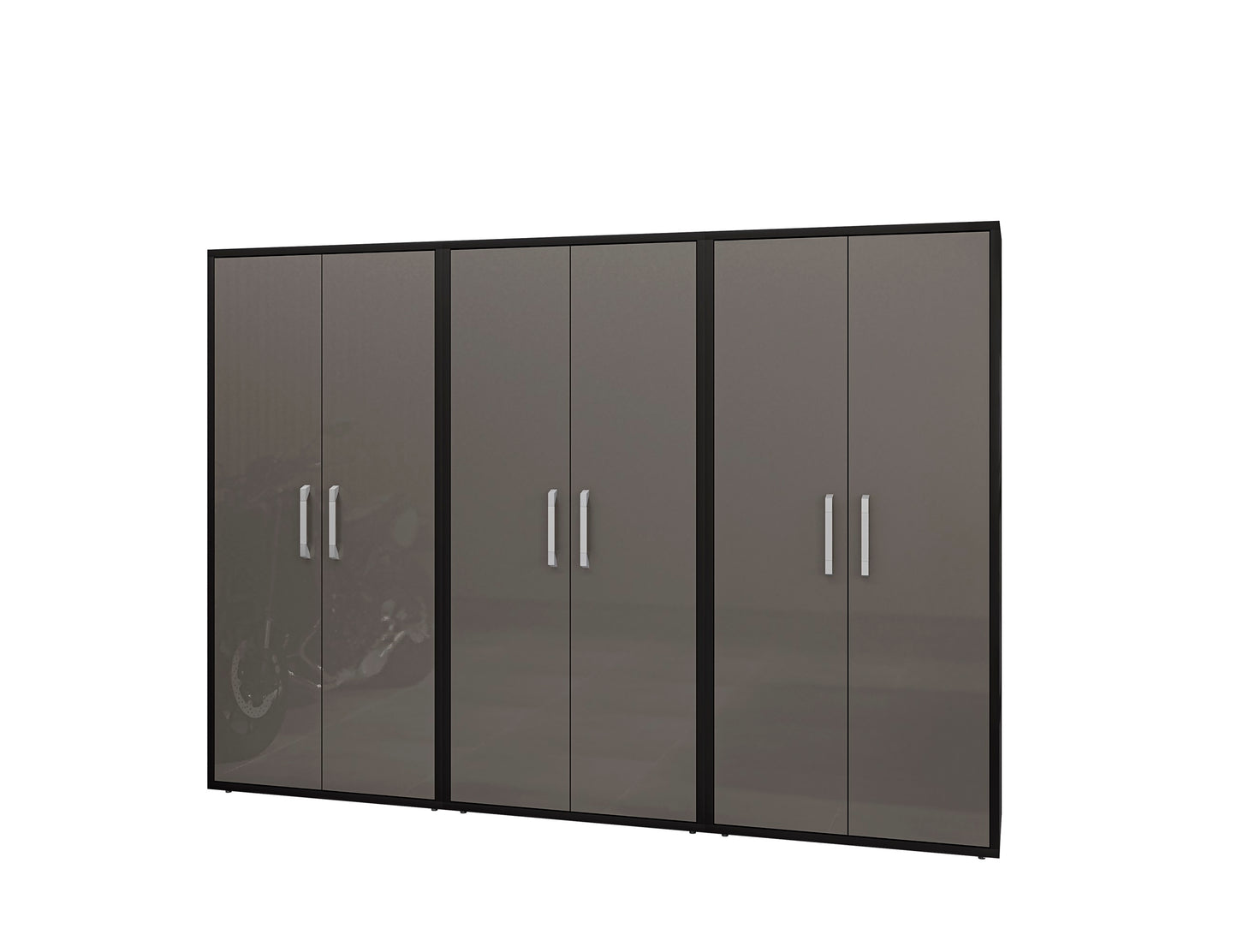 Manhattan Comfort Eiffel Storage Cabinet in Matte Black and Grey (Set of 3) 3-250BMC85