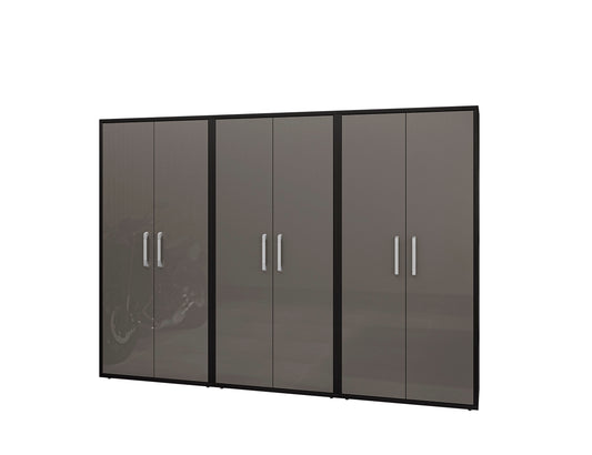 Manhattan Comfort Eiffel Storage Cabinet in Matte Black and Grey (Set of 3) 3-250BMC85