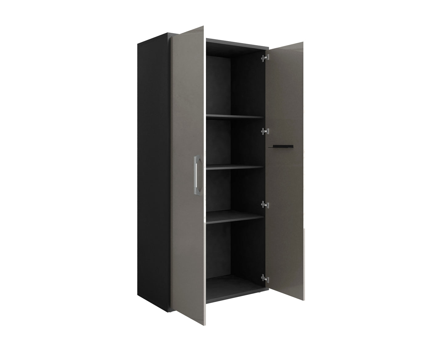 Manhattan Comfort Eiffel Storage Cabinet in Matte Black and Grey (Set of 3) 3-250BMC85