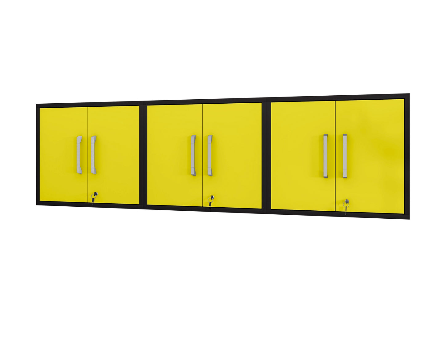 Manhattan Comfort Eiffel Floating Garage Cabinet in Matte Black and Yellow (Set of 3) 3-251BMC84