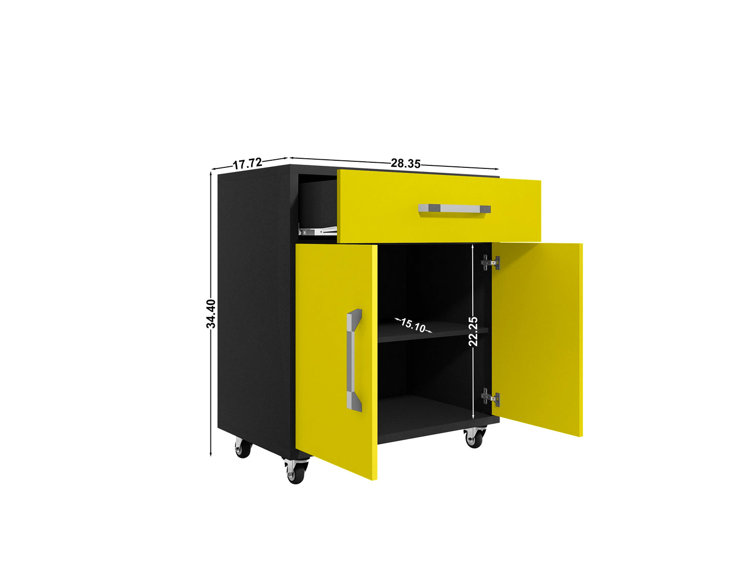 Manhattan Comfort Eiffel 3-Piece Storage Garage Set in Matte Black and Yellow 3-255BMC84