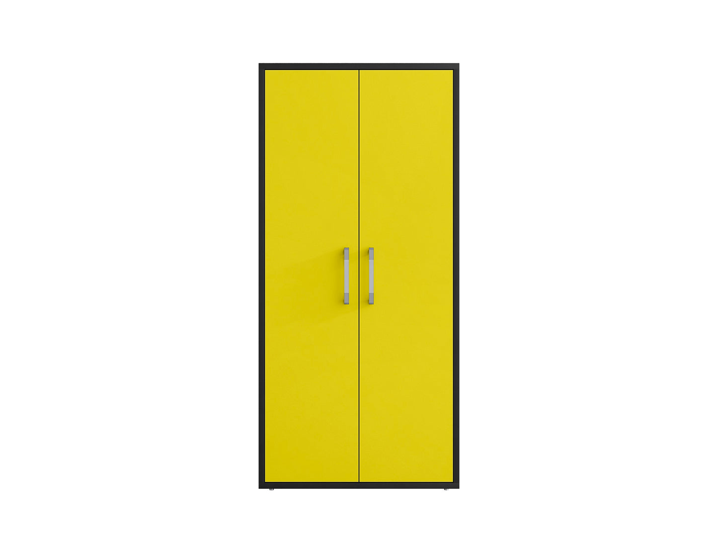 Manhattan Comfort Eiffel 3-Piece Storage Garage Set in Matte Black and Yellow 3-255BMC84
