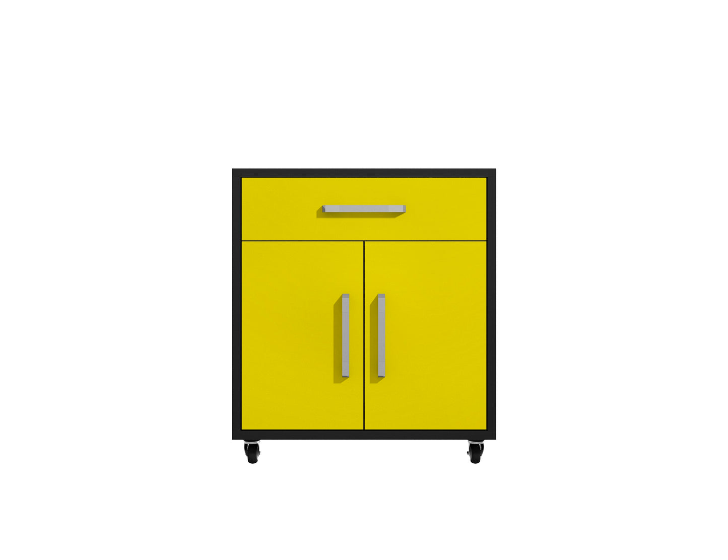 Manhattan Comfort Eiffel 3-Piece Storage Garage Set in Matte Black and Yellow 3-255BMC84