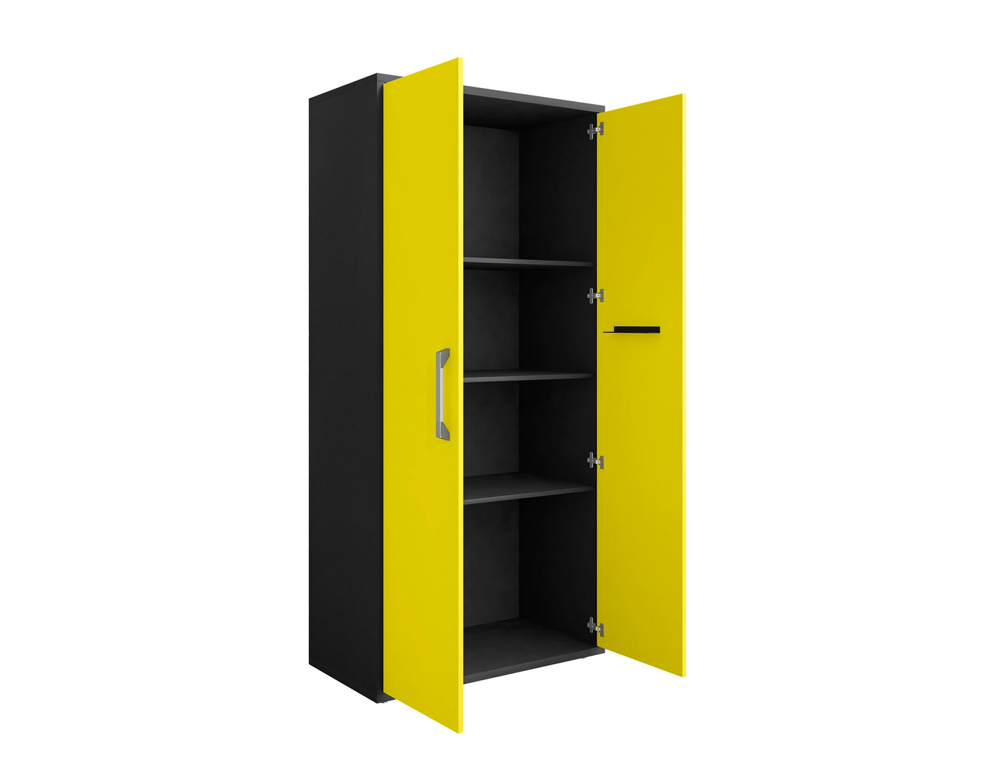 Manhattan Comfort Eiffel 3-Piece Storage Garage Set in Matte Black and Yellow 3-255BMC84
