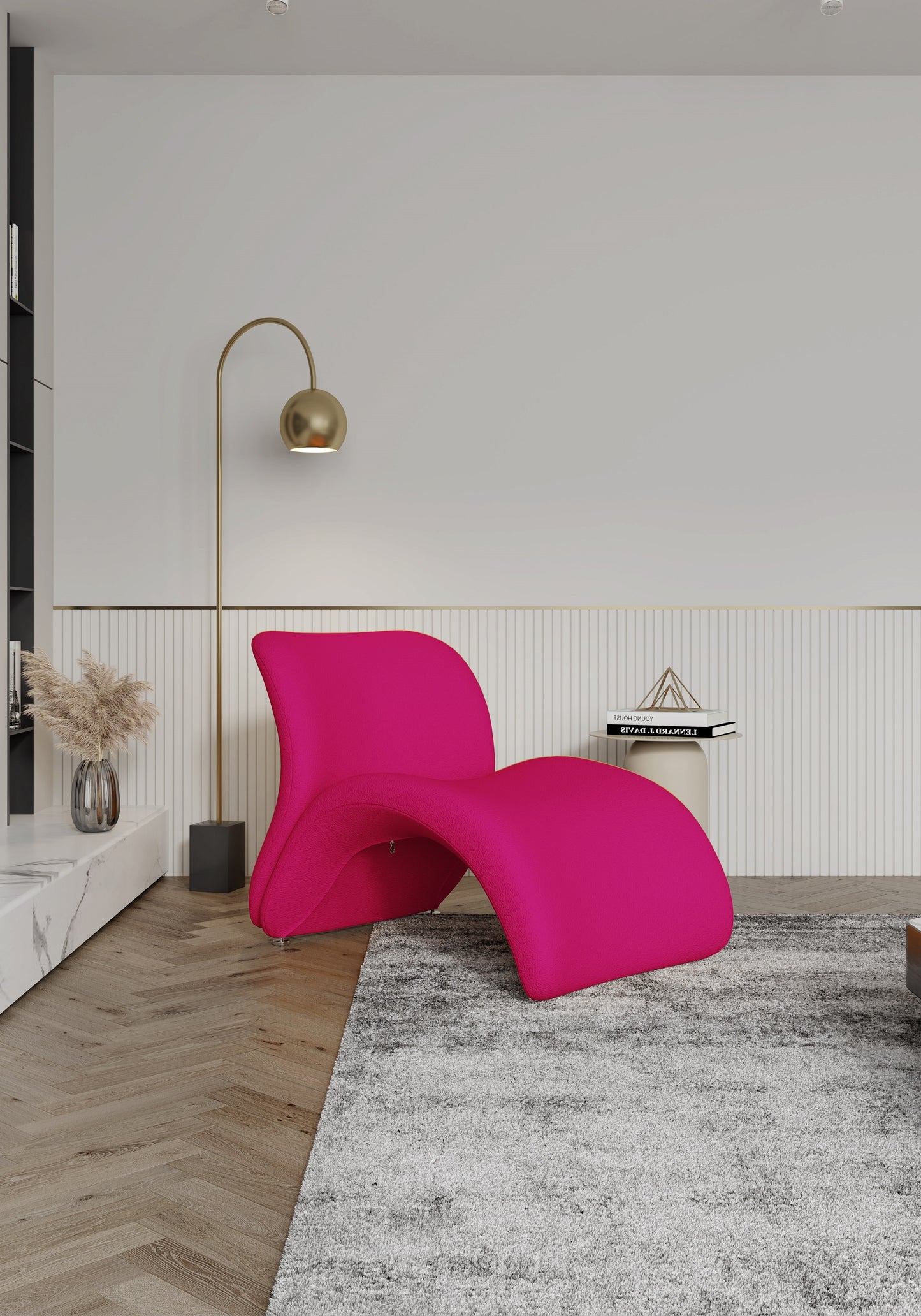 Rosebud Modern 3-Piece Accent Chair in Fuchsia, Red and Yellow 3-AC0013