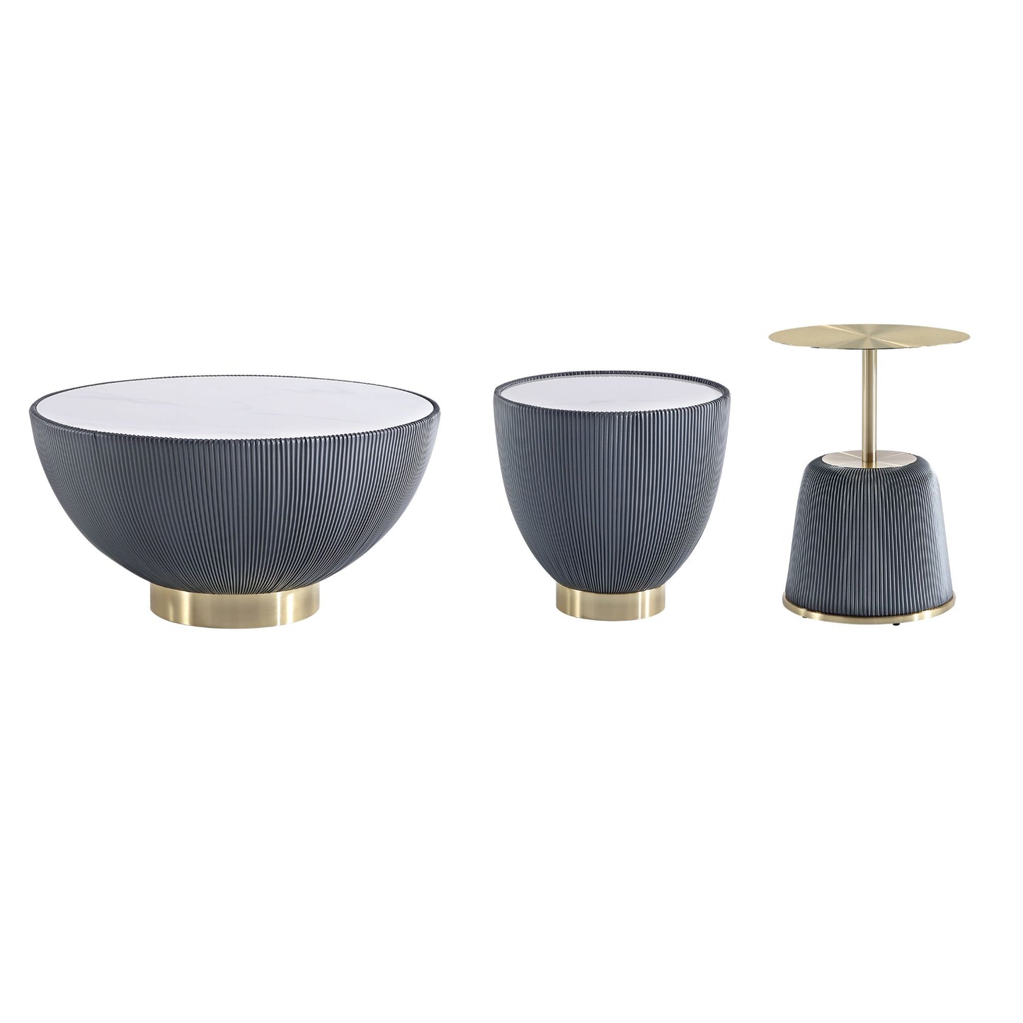 Anderson Modern 3-Piece Coffee Table & End Table Set in Gray 3-AT01-GY