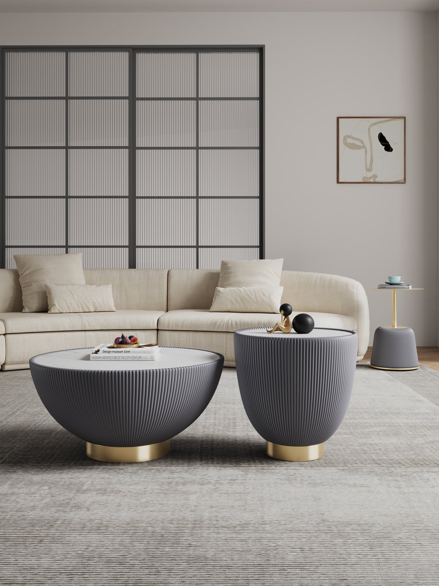 Anderson Modern 3-Piece Coffee Table & End Table Set in Gray 3-AT01-GY