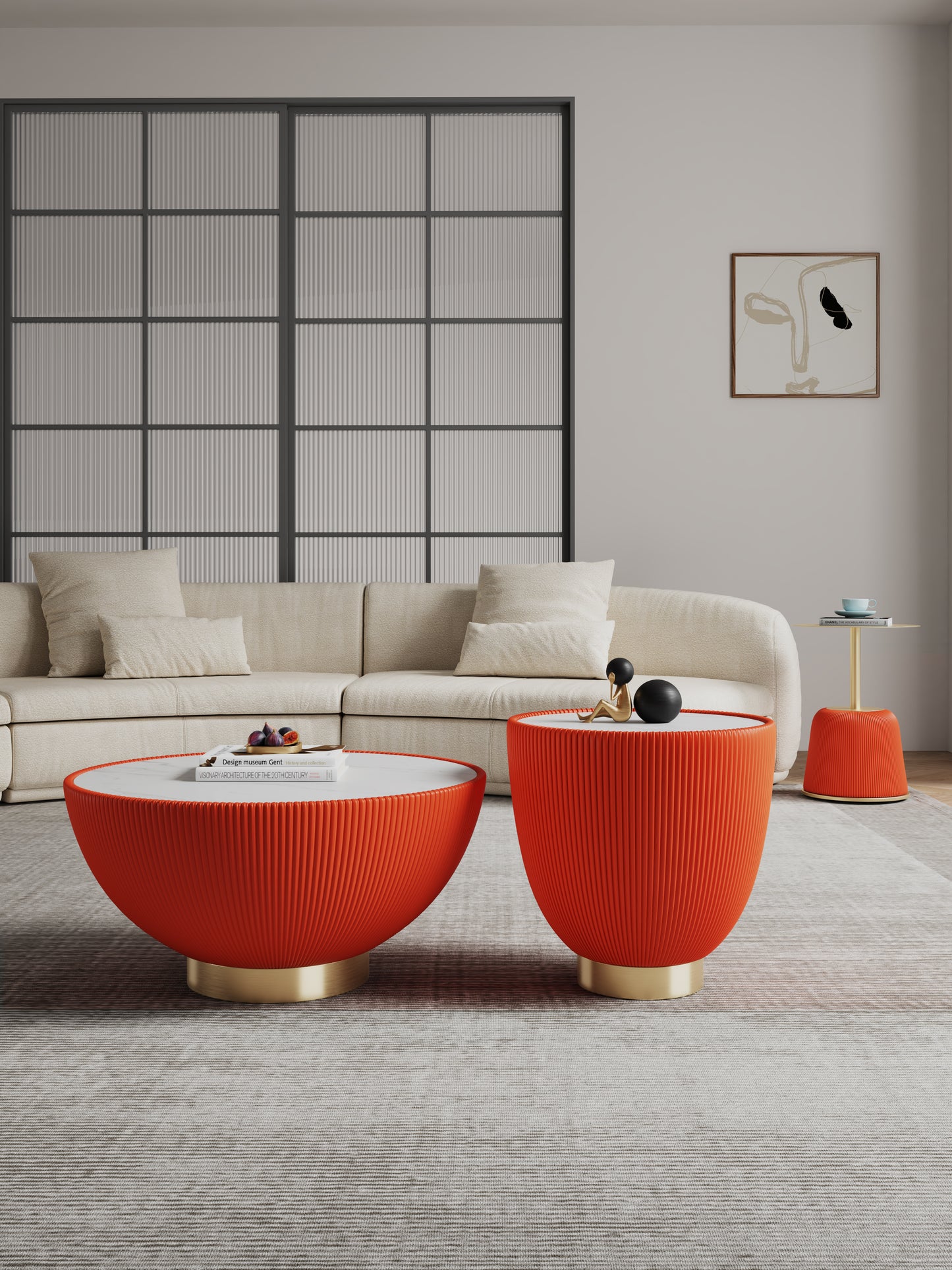 Anderson Modern 3-Piece Coffee Table & End Table Set in Orange 3-AT01-OR